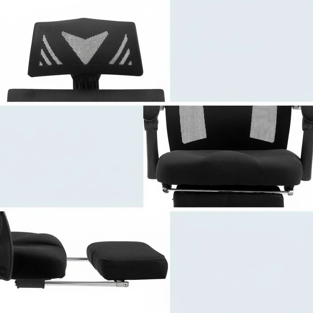 5 Artiss Mesh Office Chair Recliner - Black, 5 of 5