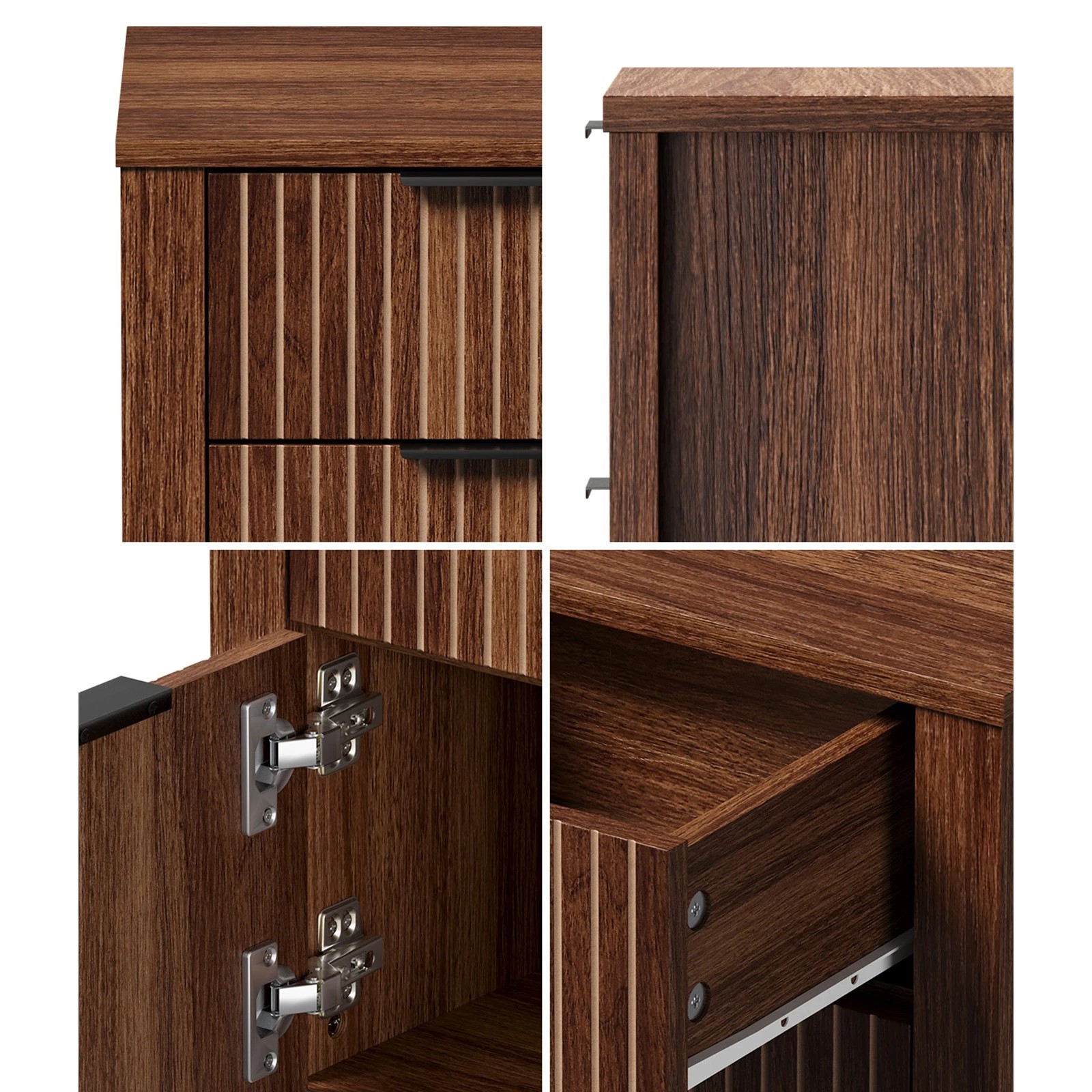 5 Oikiture Modern Bedside Table Nightstand Drawer Shelf Door Cabinet - Natural, 5 of 9