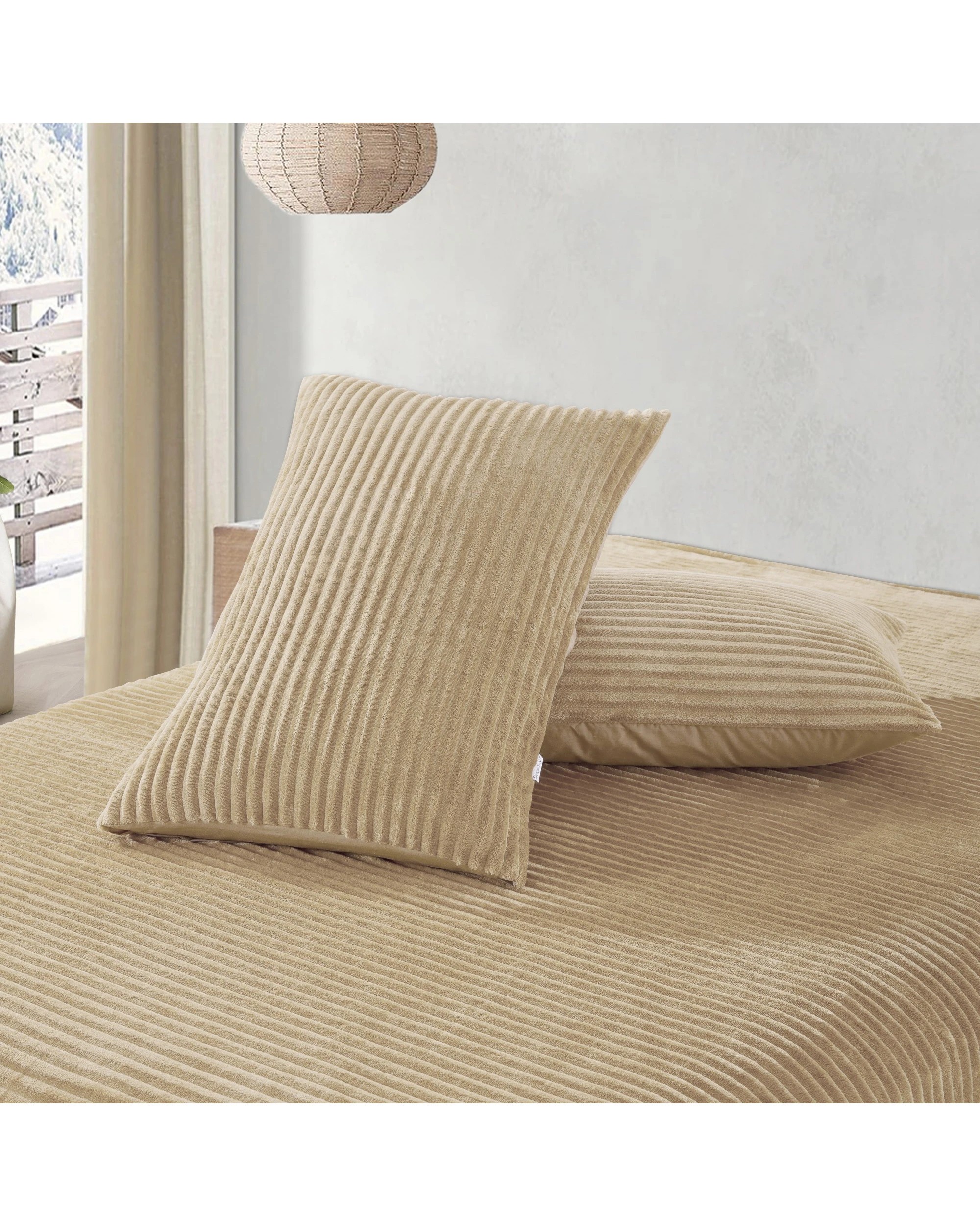 5 Dreamaker Signature Embossed Corduroy Fleece Quilt Cover Set - Single Bed - Natural Fawn, 5 of 8