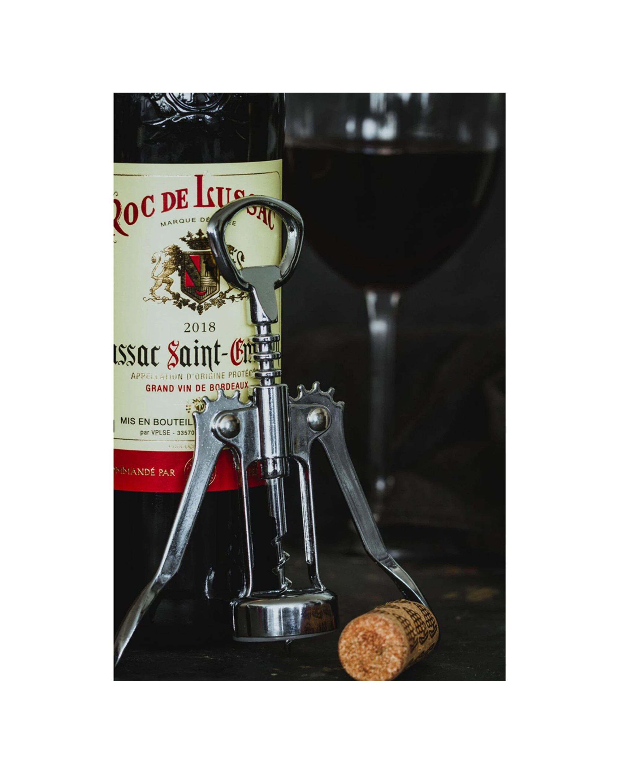 3 BarCraft Double Handled Metal Wing Corkscrew Finish Bottle Opener - Silver, 3 of 5