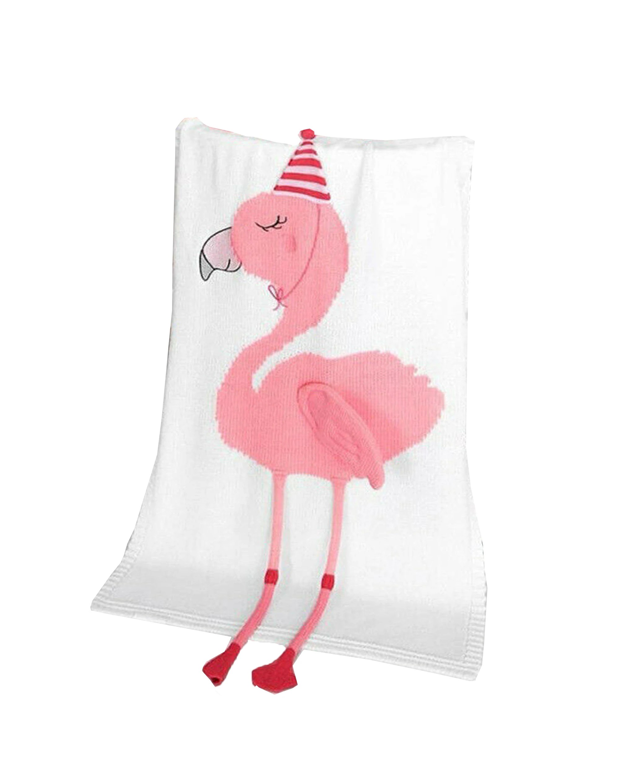 1 Cotton More Kids Knitted Blanket Flamingo Design 70x100cm - Multi, 1 of 3