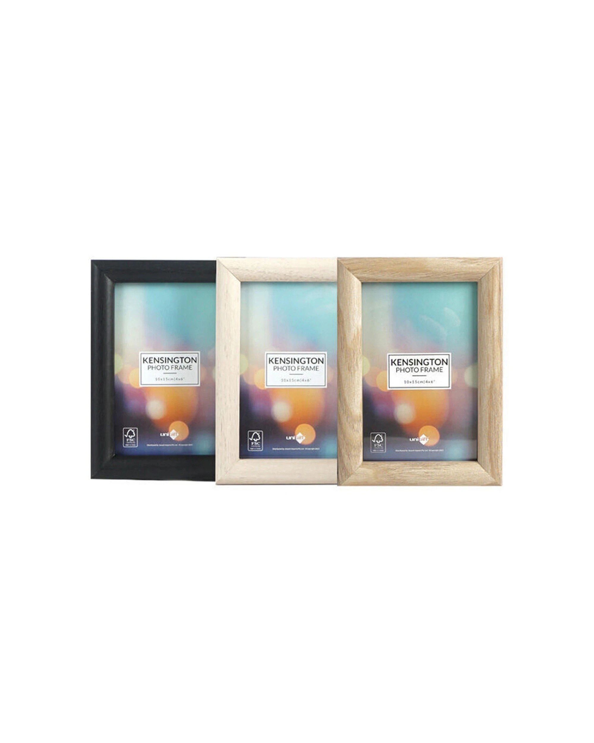 3 Unigift 6pc Kensington Wooden Glass Picture Photo Frame 10x15cm - Multi, 3 of 3