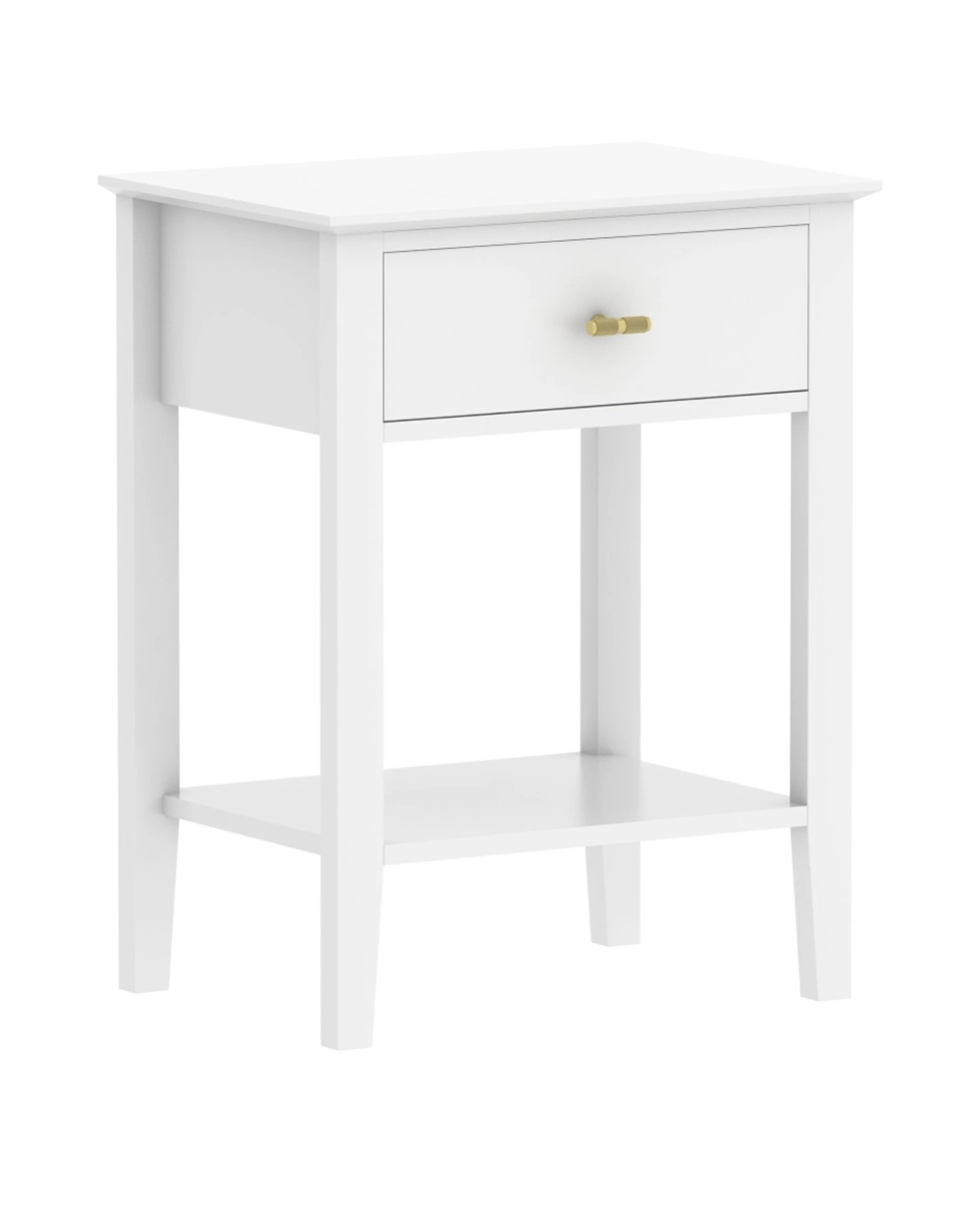 1 Alpine Bay Harper 1 Drawer Side Table Interior Decor Classic Design 48x35x61.5cm - White, 1 of 7