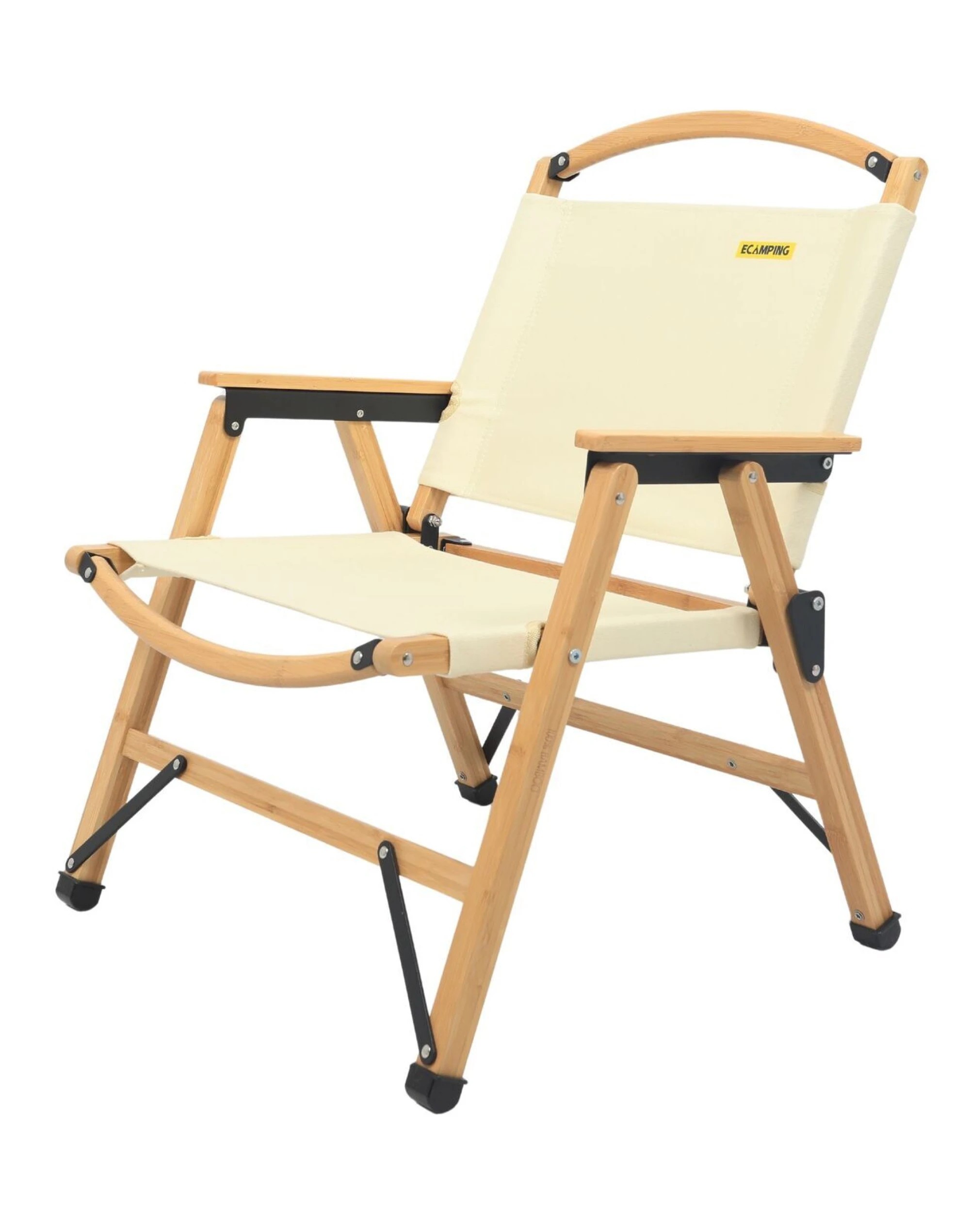 1 BR Home Bamboo Canvas Foldable Outdoor Camping Chair Wooden Travel Picnic, 1 of 9