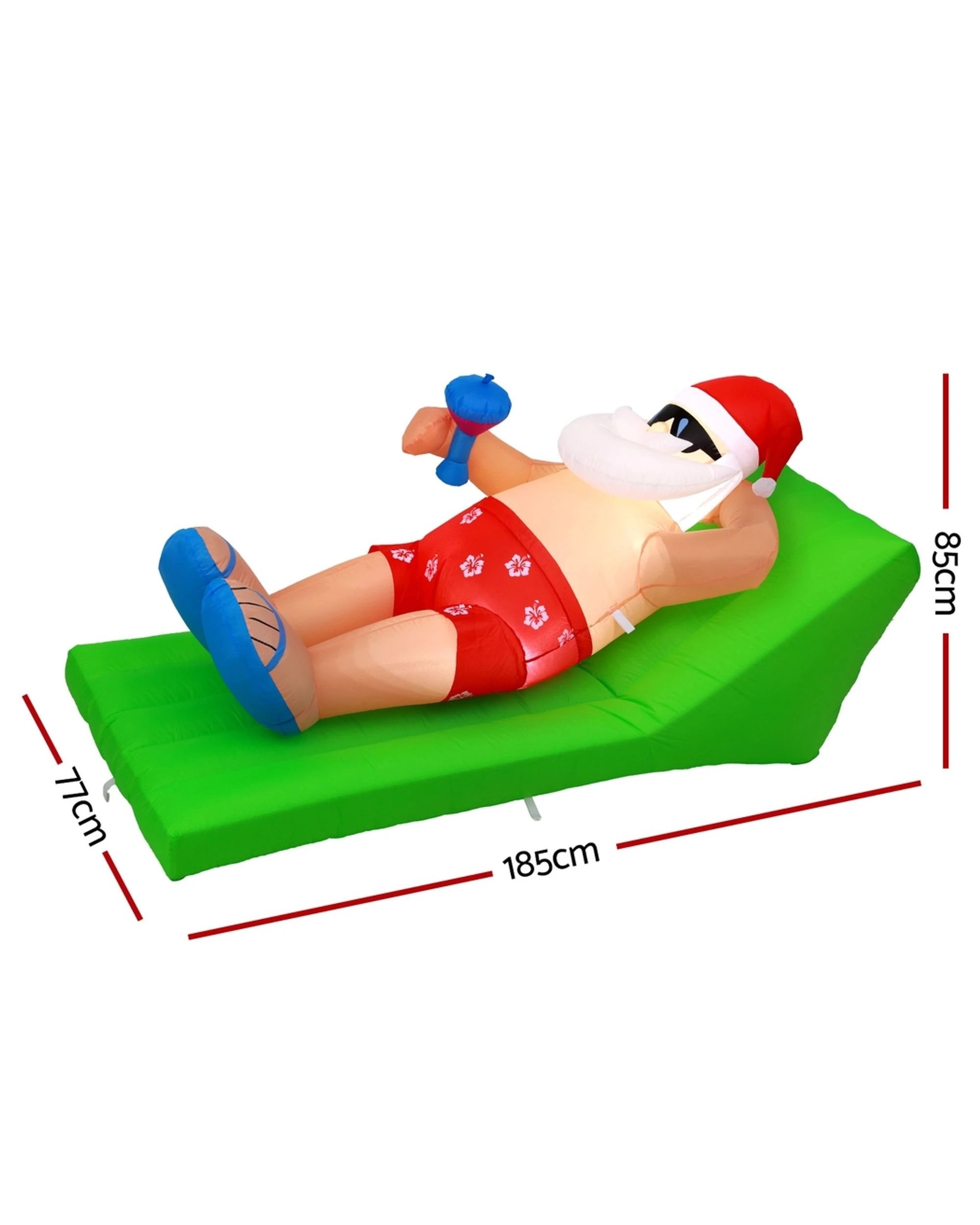 2 Jingle Jollys Christmas Inflatable Santa Bench 1.8M LED Illuminated Decorations - Multi, 2 of 6