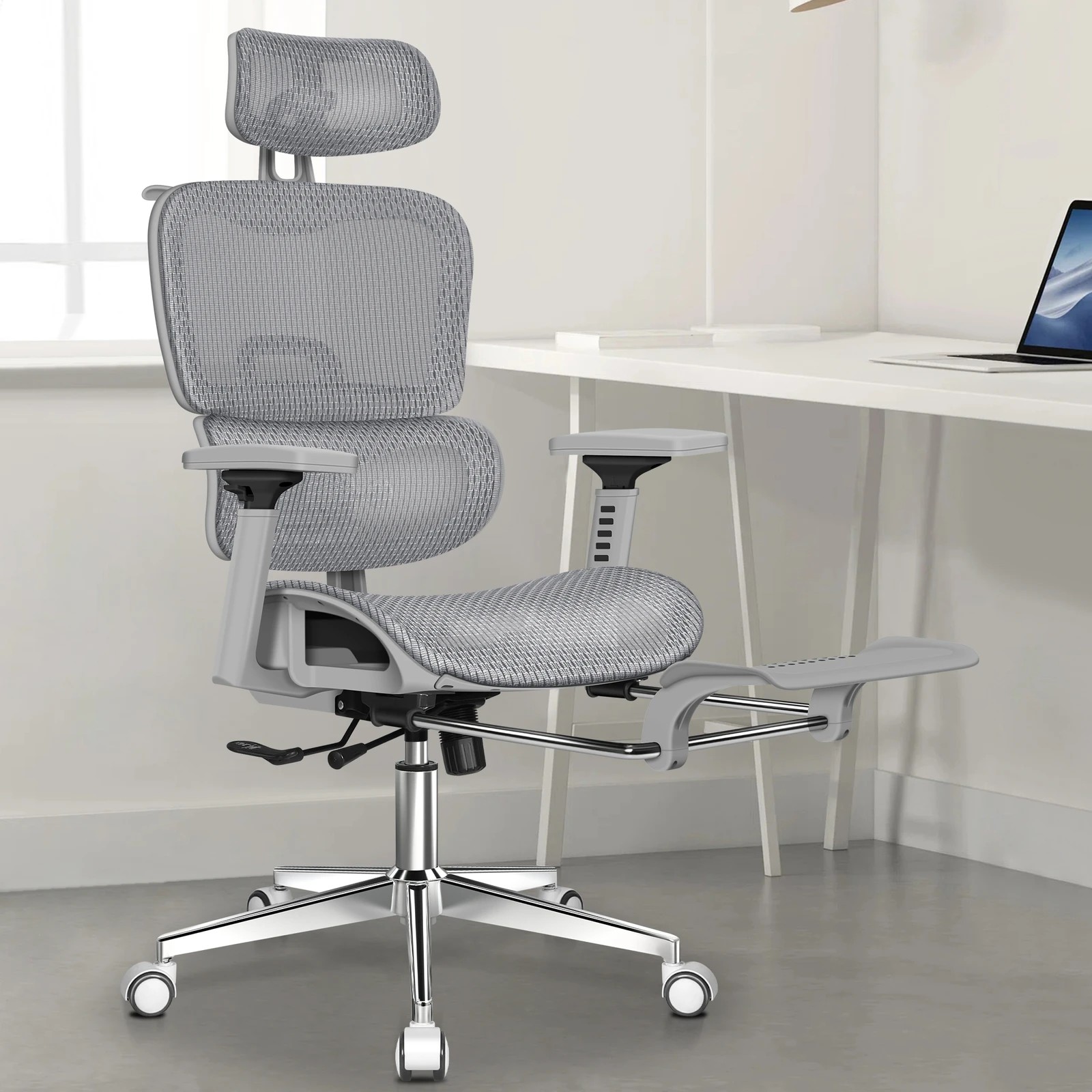 2 Alfordson Ergonomic Office Chair Mesh Executive Racing Computer Seat - Grey, 2 of 10