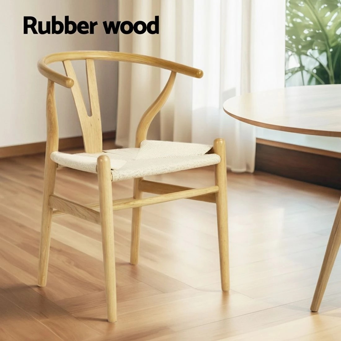 6 1 Artiss Dining Table and 4 Chairs Set Wishbone Wood - Multi, 6 of 6