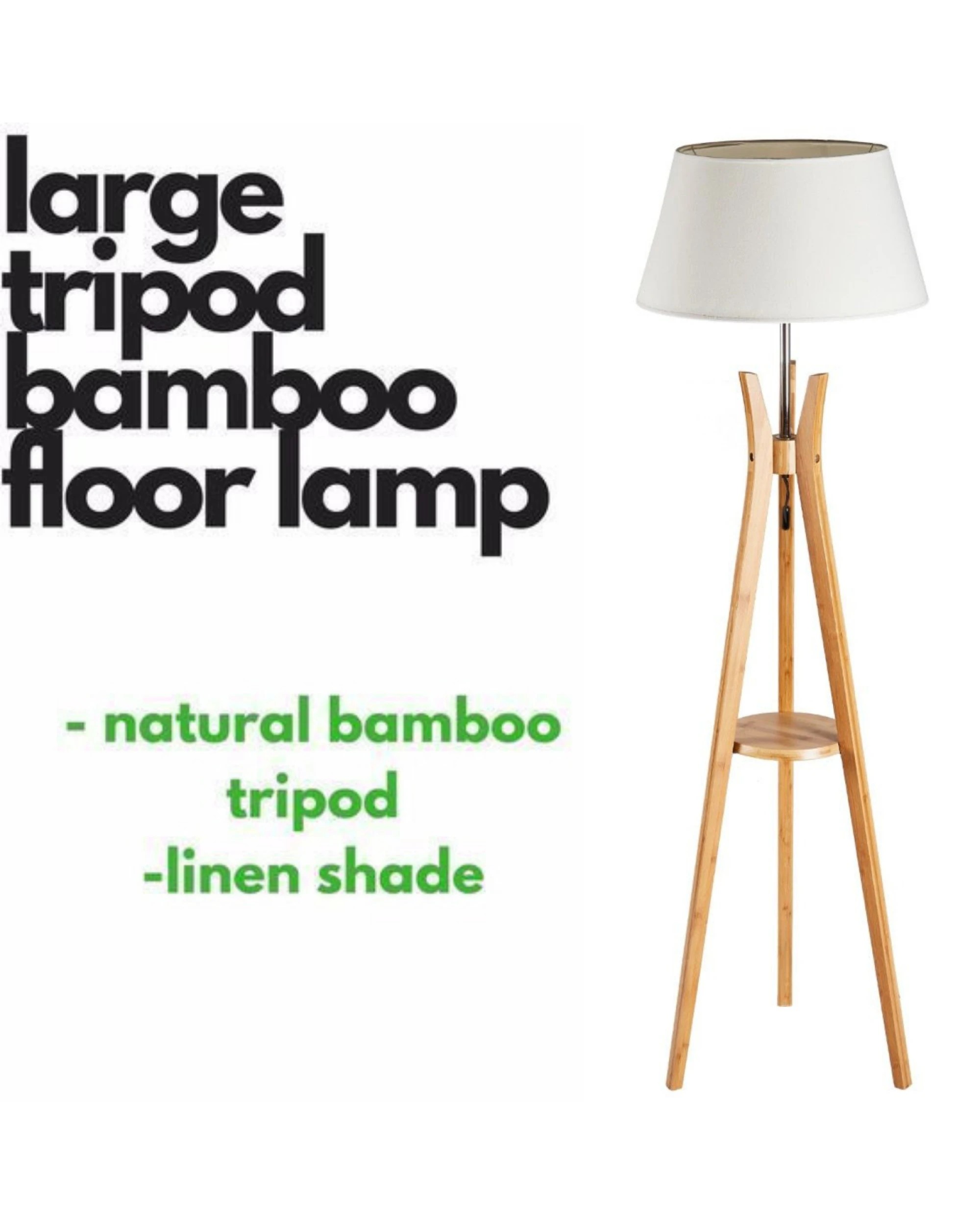 8 BR Home Bamboo Tripod Floor Lamp with Linen Shade, 8 of 8