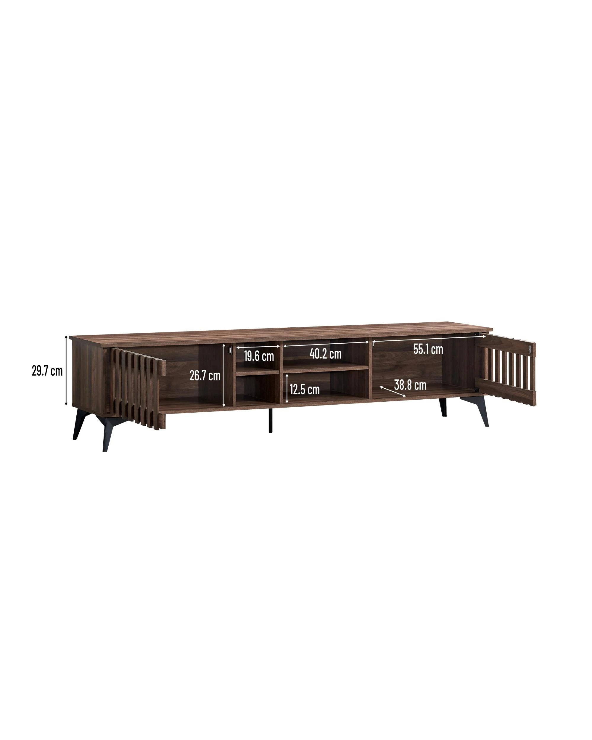 8 Kodu Entertainment Unit TV Cabinet TV Stand 180cm 2 Doors Walnut - Brown, 8 of 8