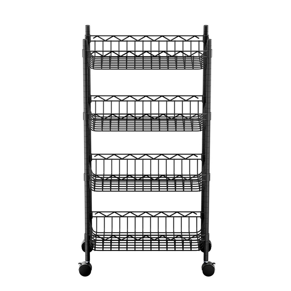 1 Artiss 4-Tier Shelving Unit Adjustable Garage Storage Kitchen Rack With - Black, 1 of 3
