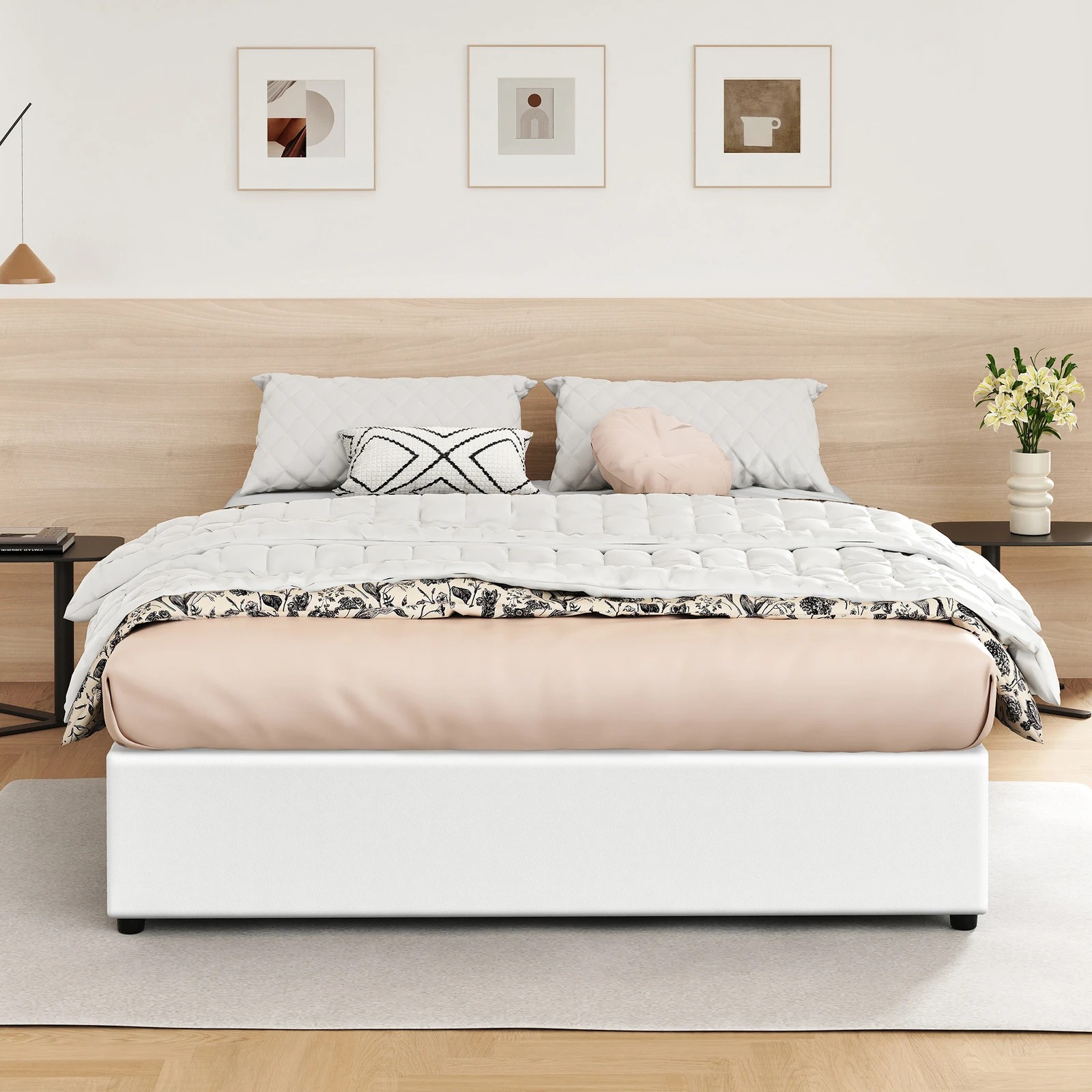 4 Alfordson Bed Frame Queen Size Gas Lift Storage Mattress Base Barlow - White, 4 of 10