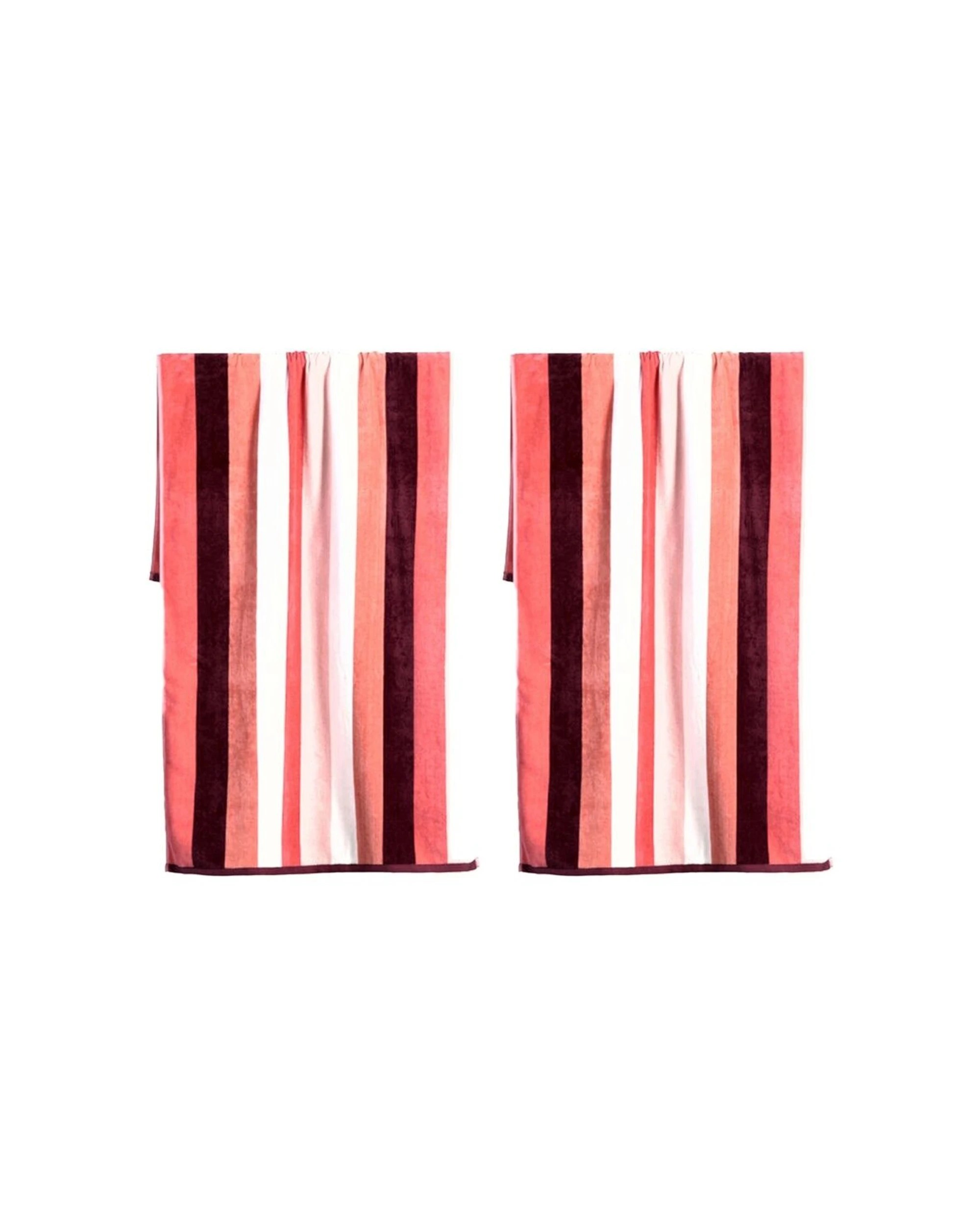 1 Canningvale Sorrentina Velour 2PK 100% Cotton Beach Towel Set 80x160cm Berry - Red, 1 of 4