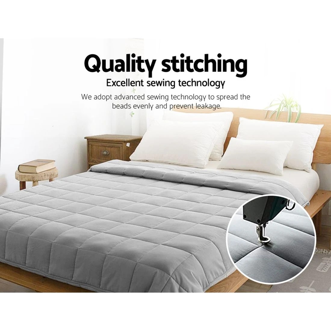 8 Giselle Weighted Blanket 7KG Deep Relax - Grey, 8 of 8