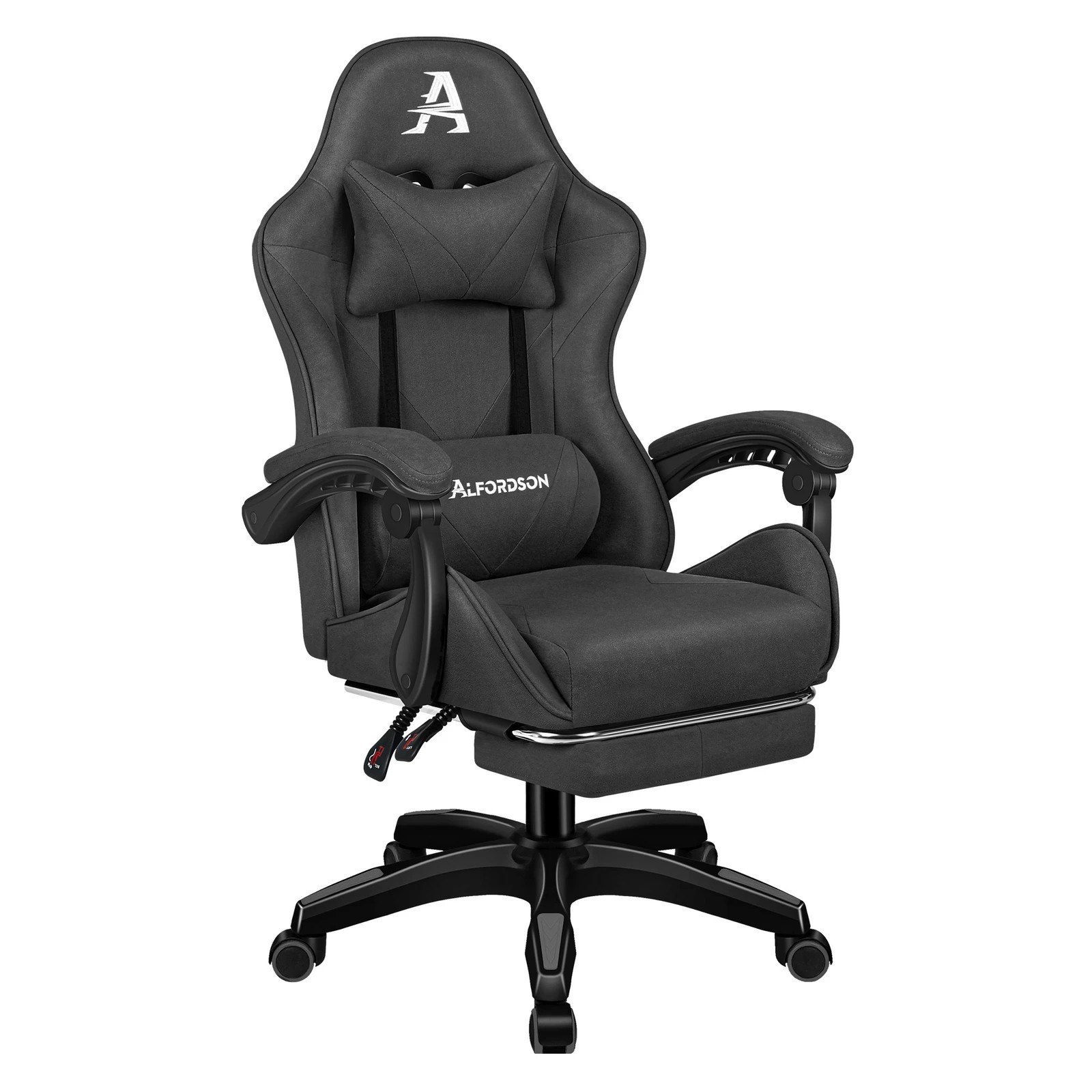 10 Alfordson Gaming Office Chair Massage Computer Footrest Seat Leathaire - Dark Grey, 10 of 10
