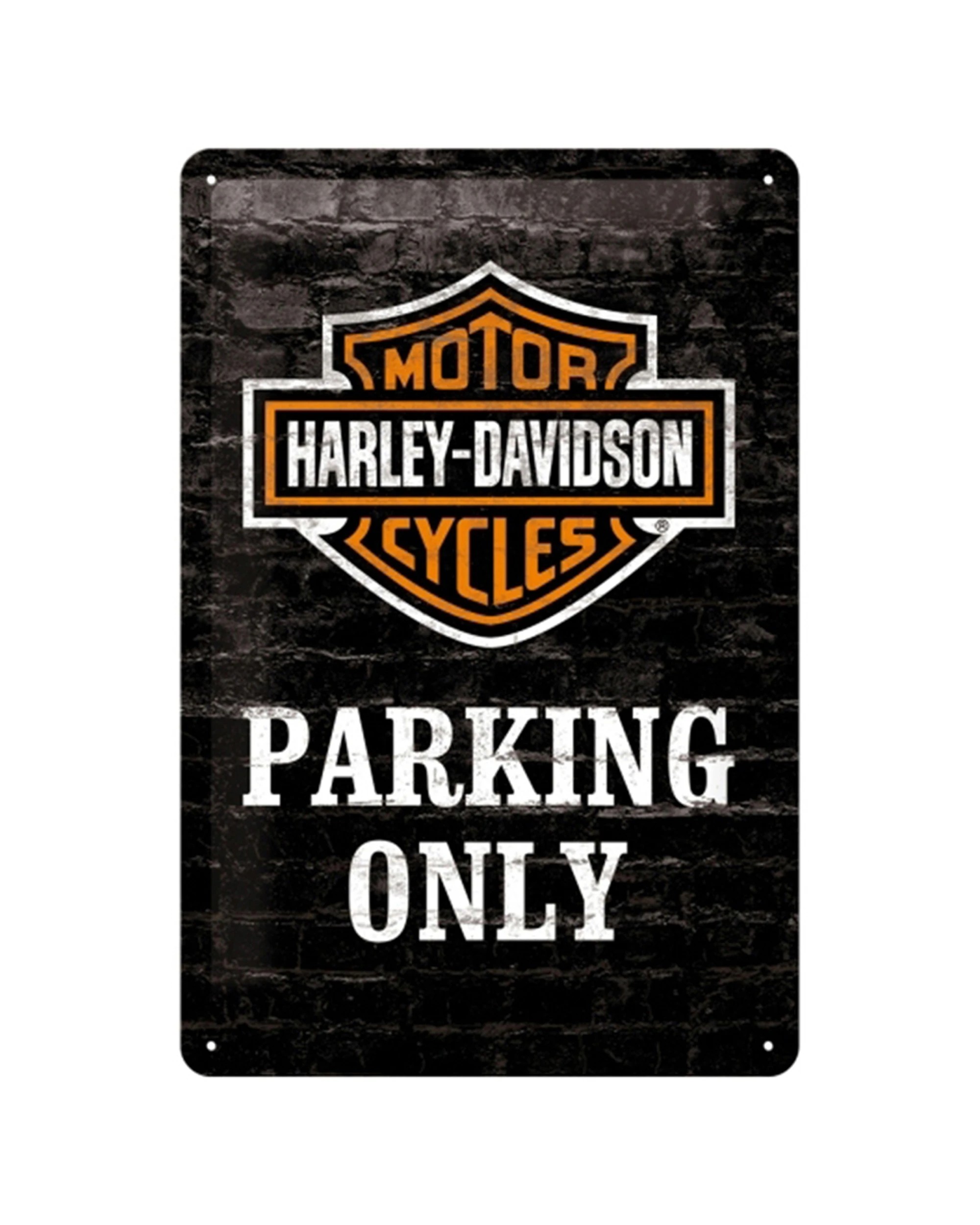 1 Nostalgic-Art Medium 20x30cm Metal Wall Art Sign Plaque - Harley Original Logo Parking Only - Multi, 1 of 3