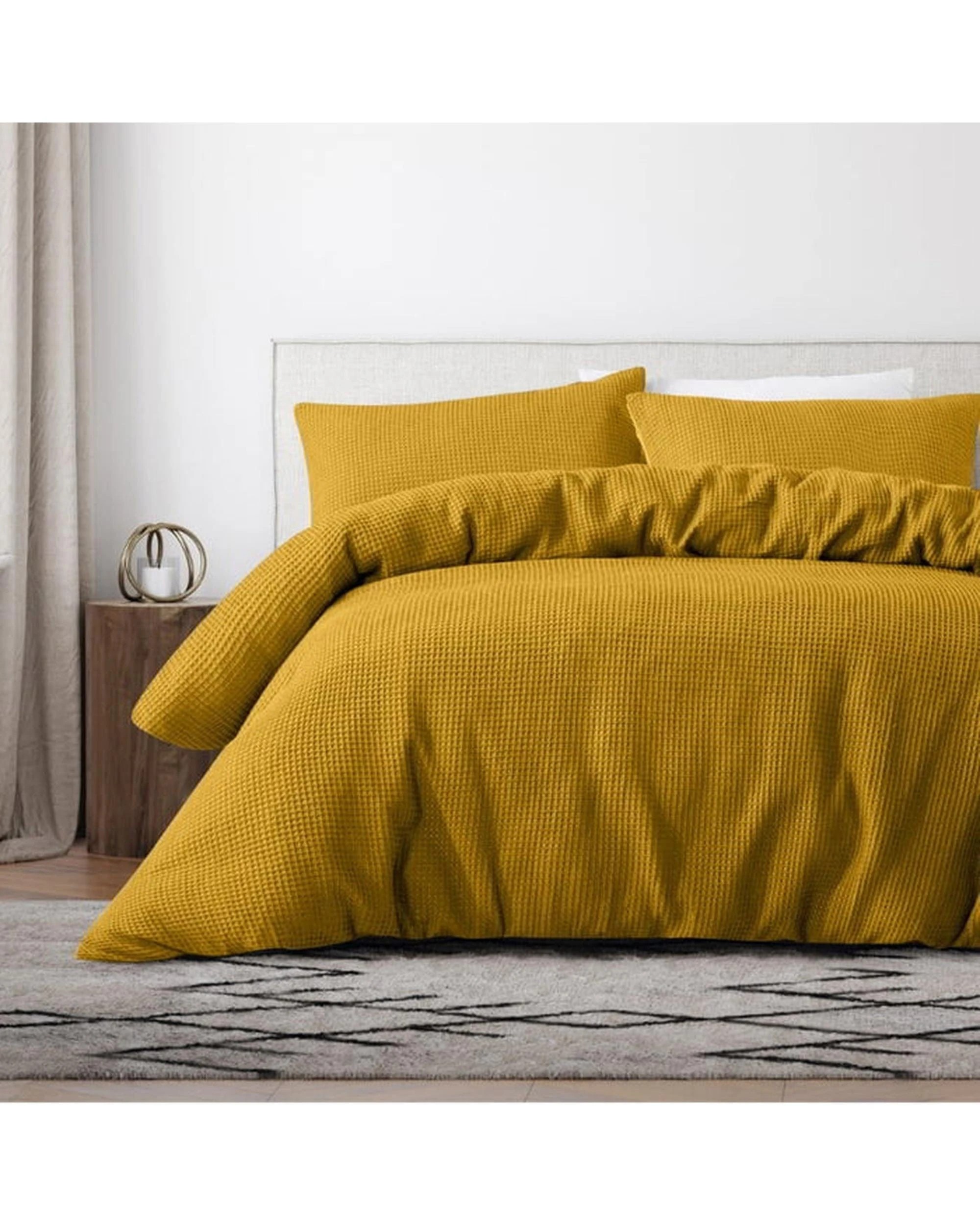 2 Bas Phillips Premier Cotton Waffle Quilt Cover Set - Queen Bed - Yellow, 2 of 2