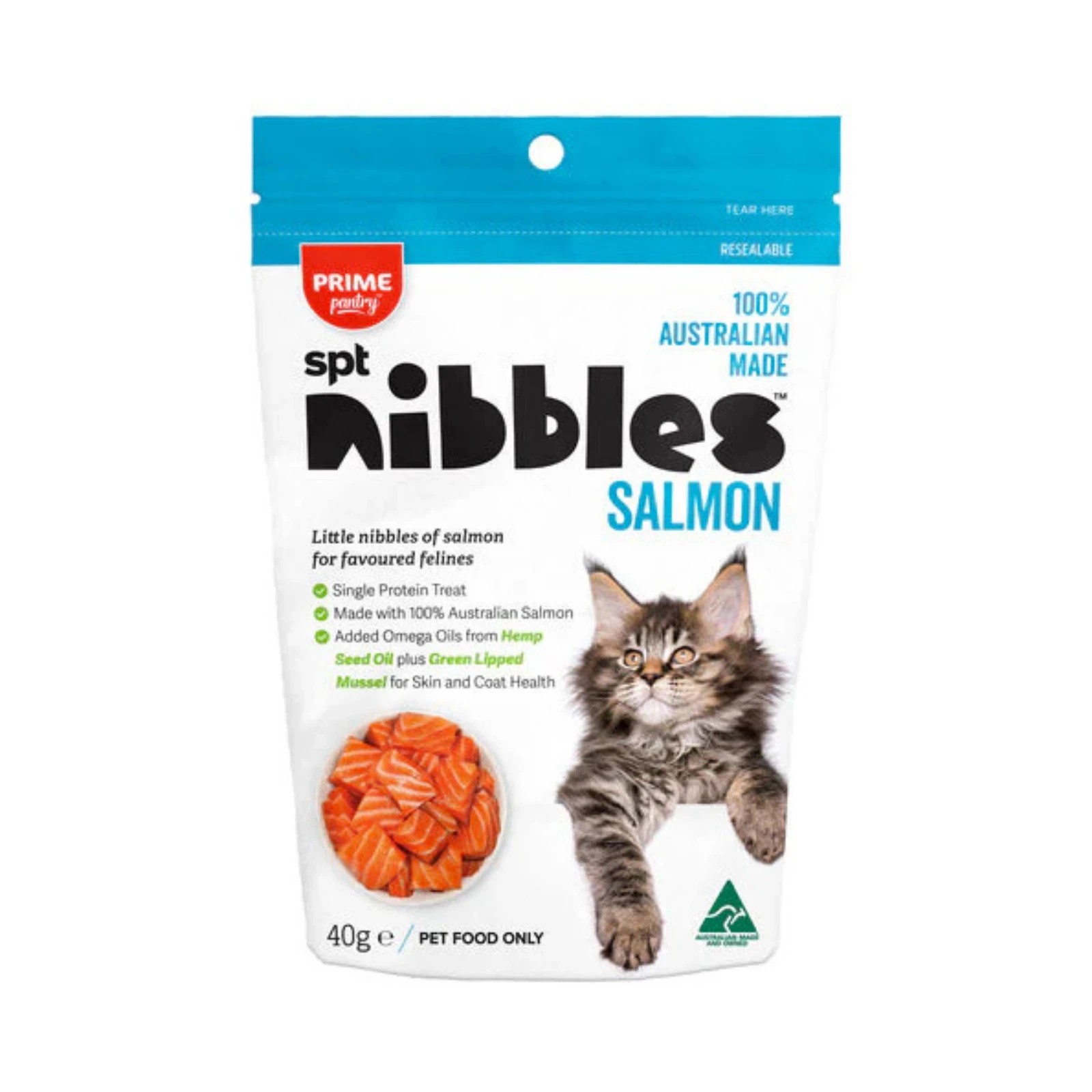 1 Prime Pantry Spt Salmon Nibbles Cat Treats 40g, 1 of 2