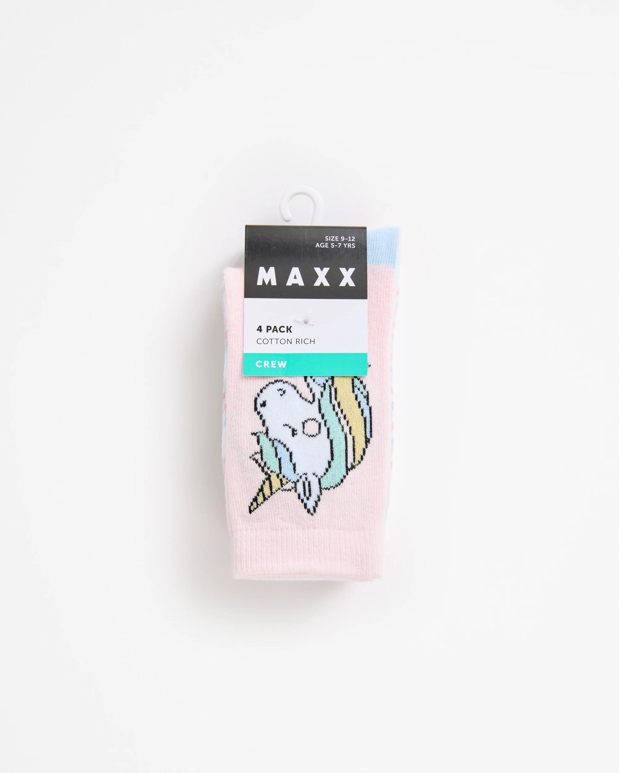 3 Maxx 4 Pack Girls Casual Crew Socks UNICORN & HEART, 3 of 3