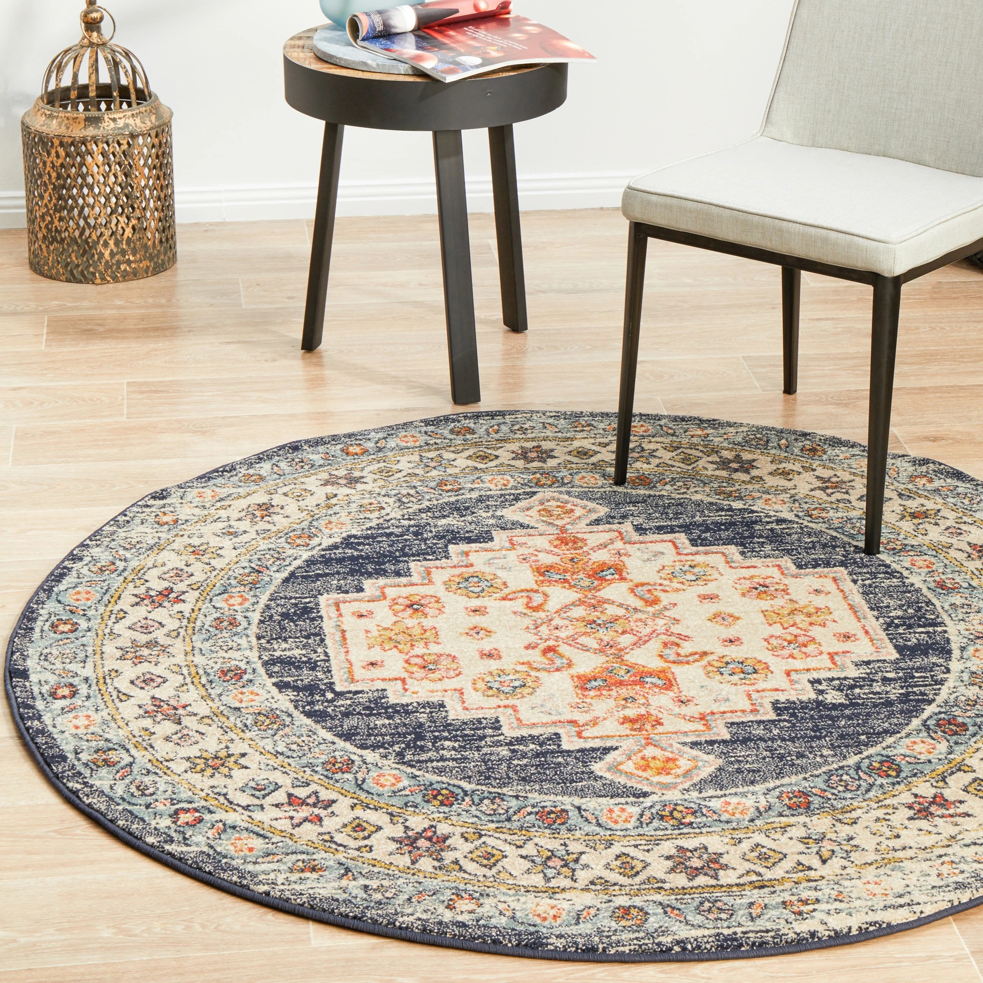 3 Common Ground Rugs Eterna 855 200x200cm - Medium Round Rug - Blue, 3 of 8