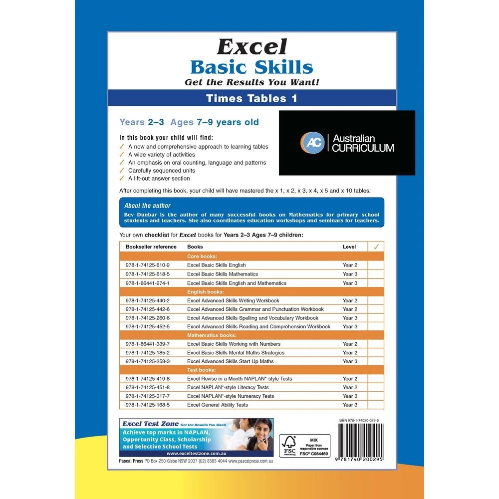 7 Excel Basic Skills Times Tables Book 1 Year 2-3, 7 of 7