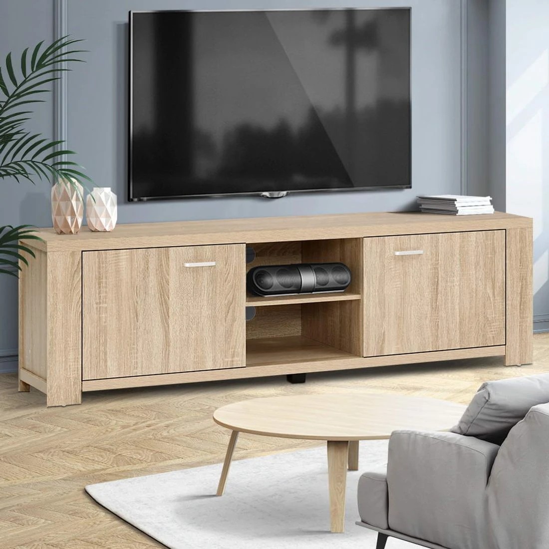 3 Artiss TV Cabinet Entertainment Unit 160cm - Brown, 3 of 8