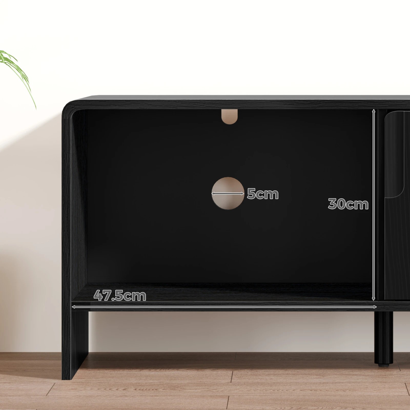 4 Alfordson Entertainment Unit TV Cabinet Stand 150cm Storage Sliding Doors Shelf - Black, 4 of 10