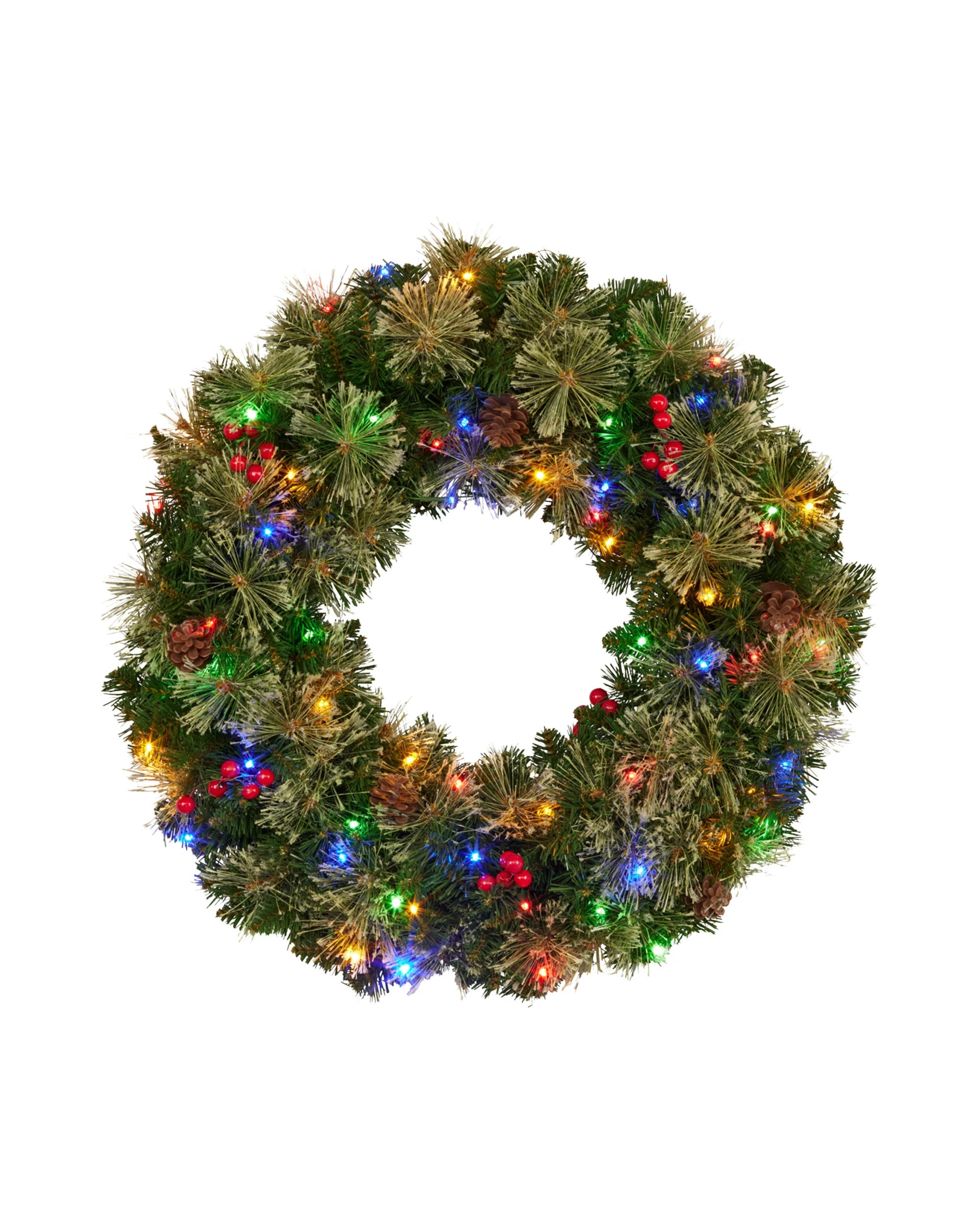 5 Christabelle 61cm Christmas Wreath Bristle Berry With Led Lights Front Door Decoration Ornament, 5 of 7