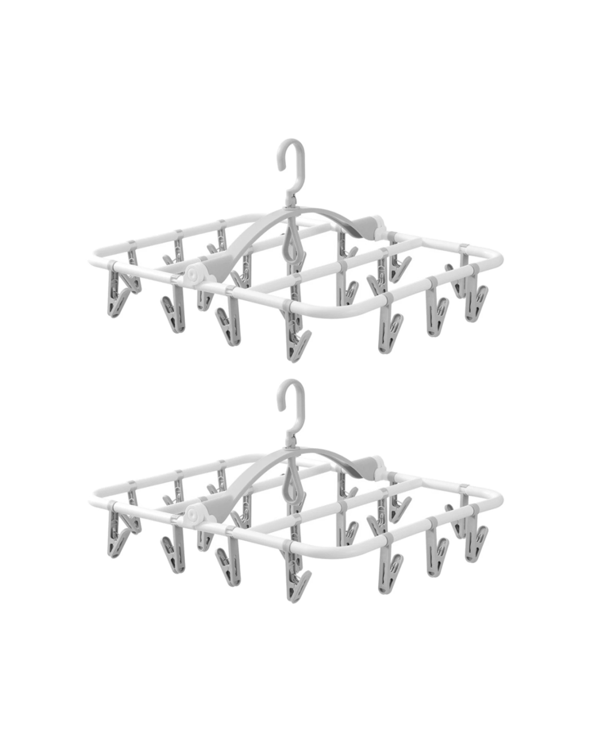 1 Boxsweden 2pc Delicates Foldable Laundry Clothes Drying Hanger 20 Pegs - White, 1 of 7