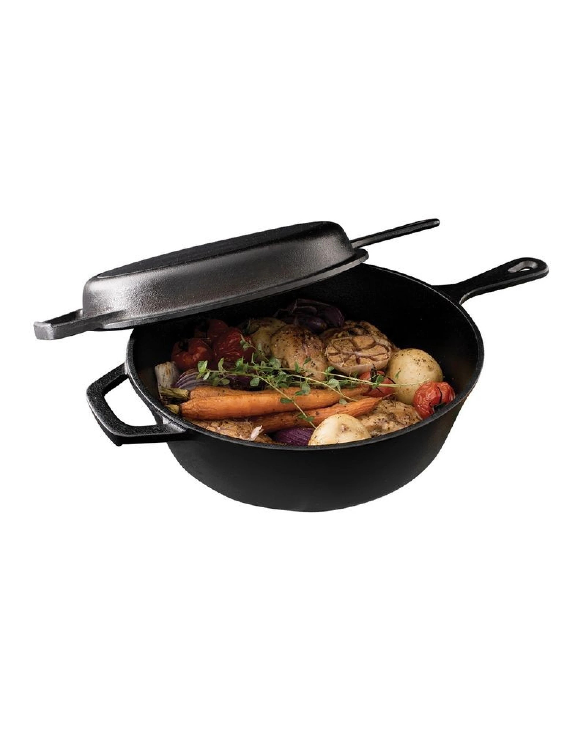 3 Pyrolux Pyrocast 2 in 1 Duo Cast Iron Pot & Fry Pan Cookware Set Skillet, 3 of 4