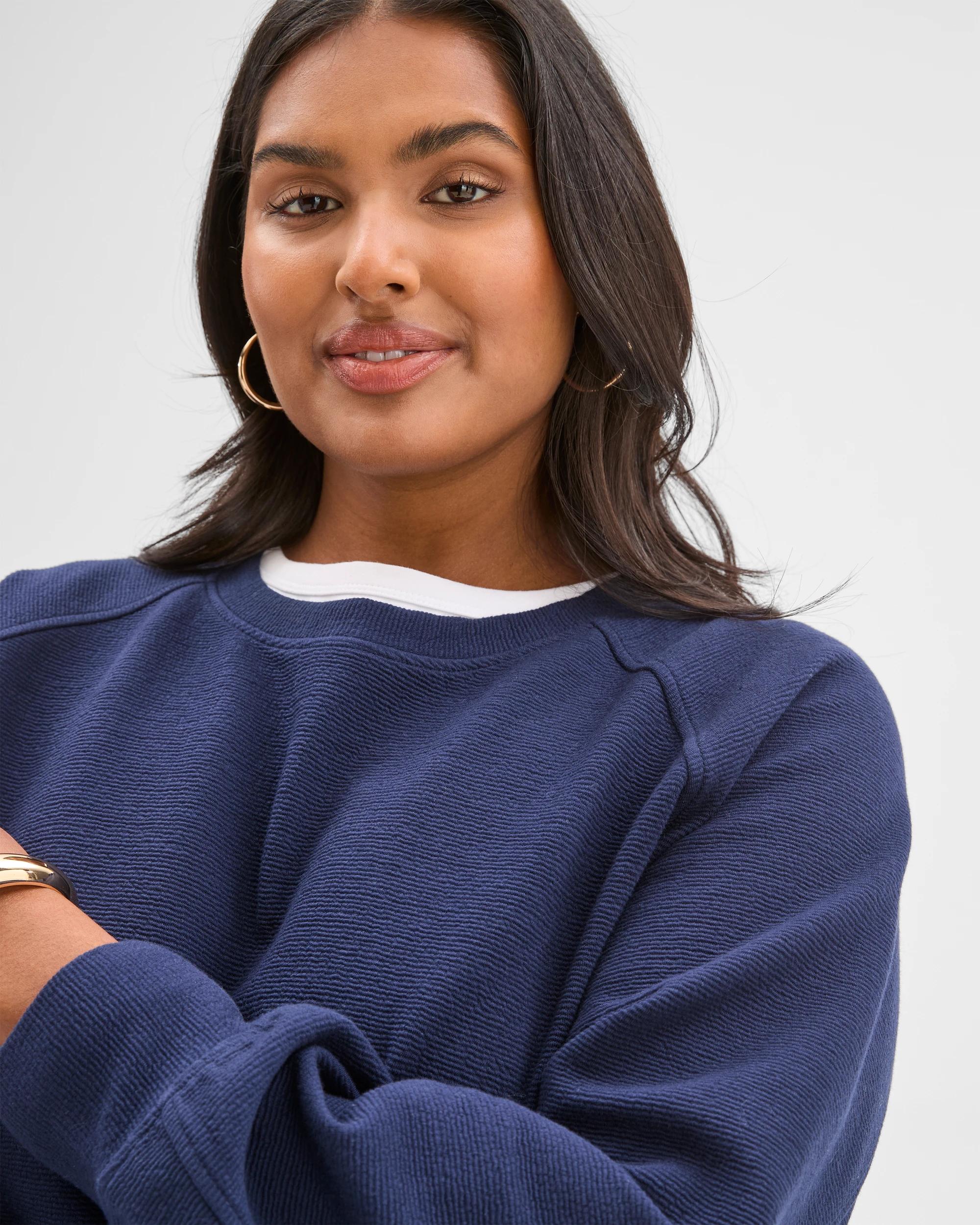 6 Target Curve Plus Size Australian Cotton Blend Textured Knit Cocoon Jumper NAVY, 6 of 7