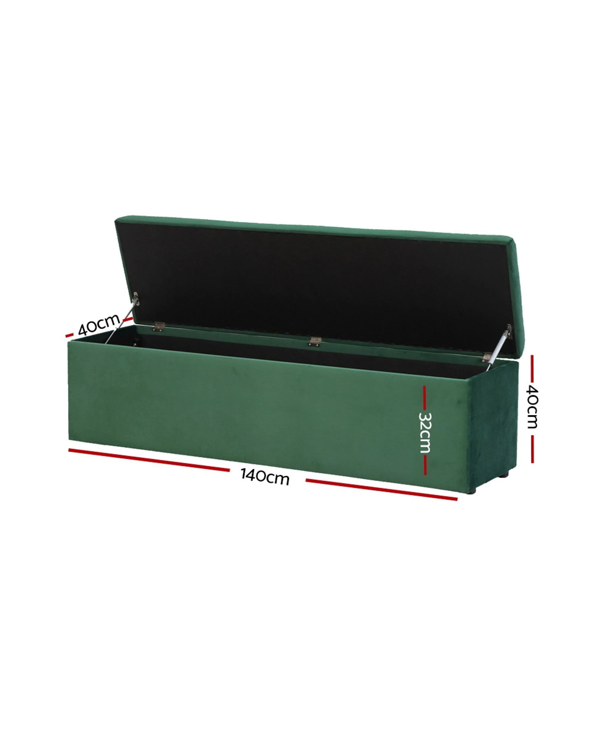 2 Artiss Storage Ottoman Blanket Box 140cm Velvet Green - Green, 2 of 4