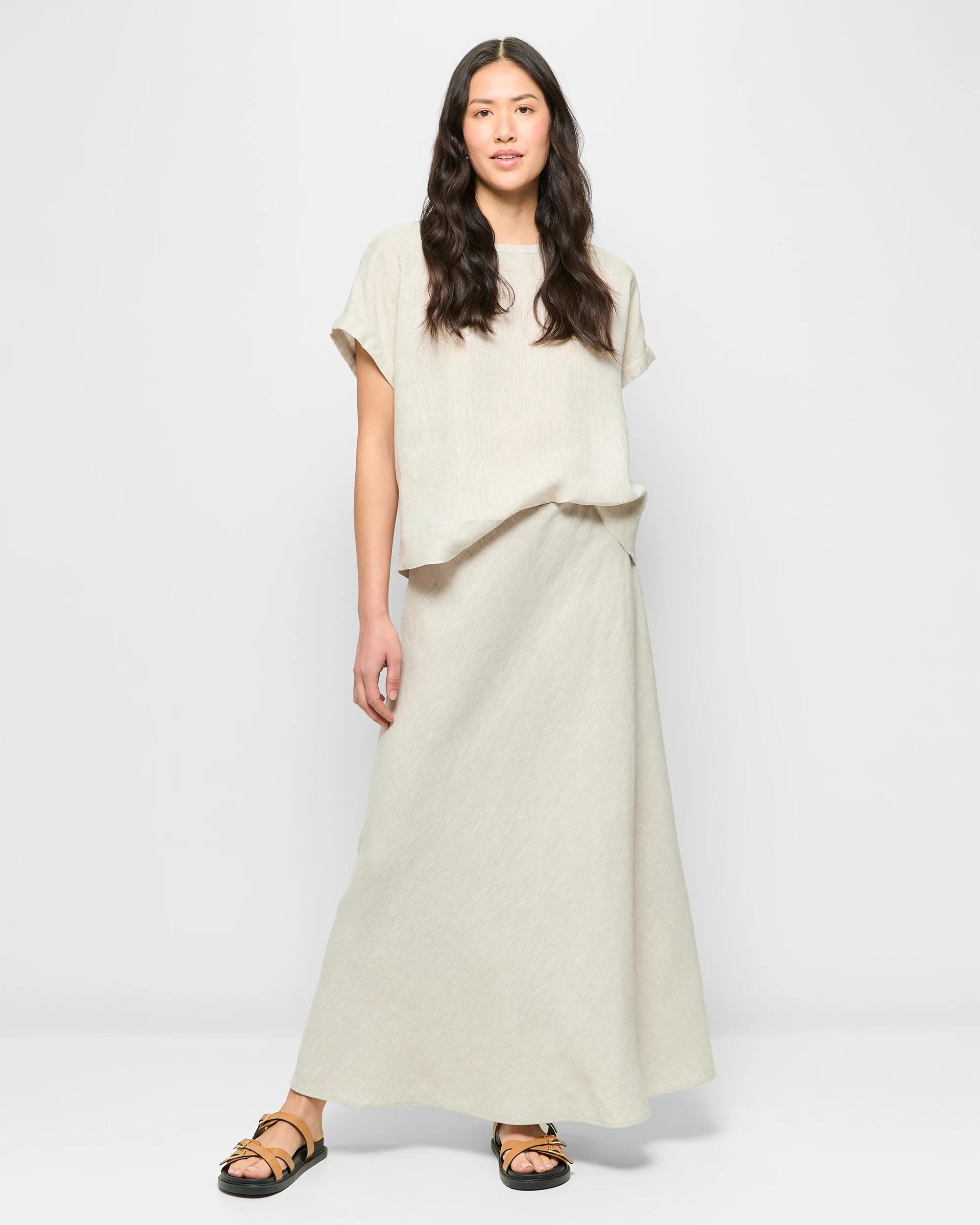 1 Target European Linen Bias Cut Midi Skirt FLAX, 1 of 5