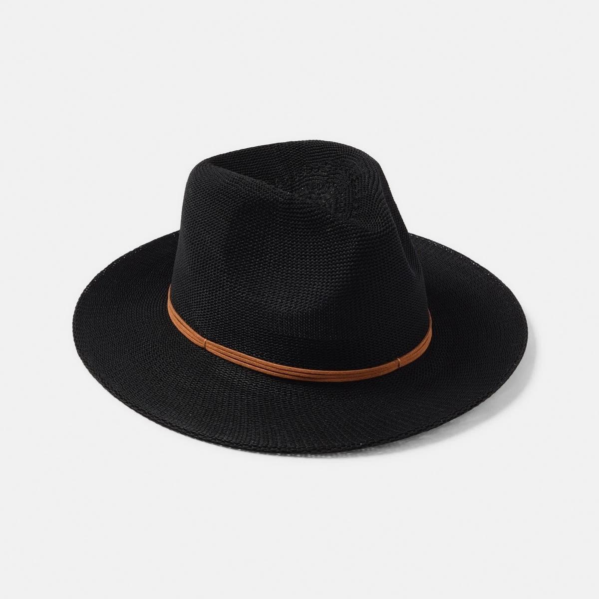 1 Metal Trim Fedora Hat BLACK, 1 of 2
