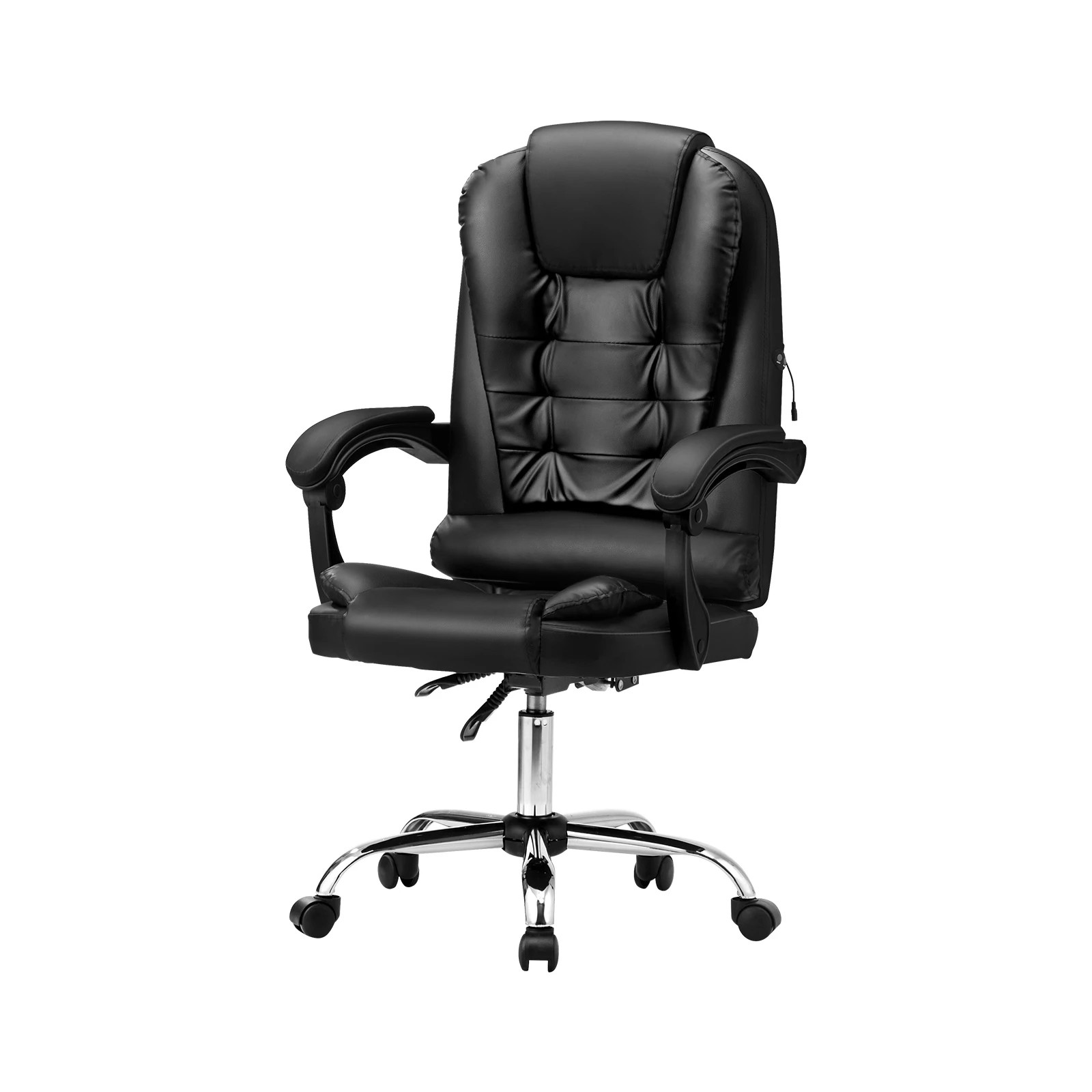 1 Oikiture Massage Office Chair Executive Gaming Racing Chairs PU Leather - Black, 1 of 6