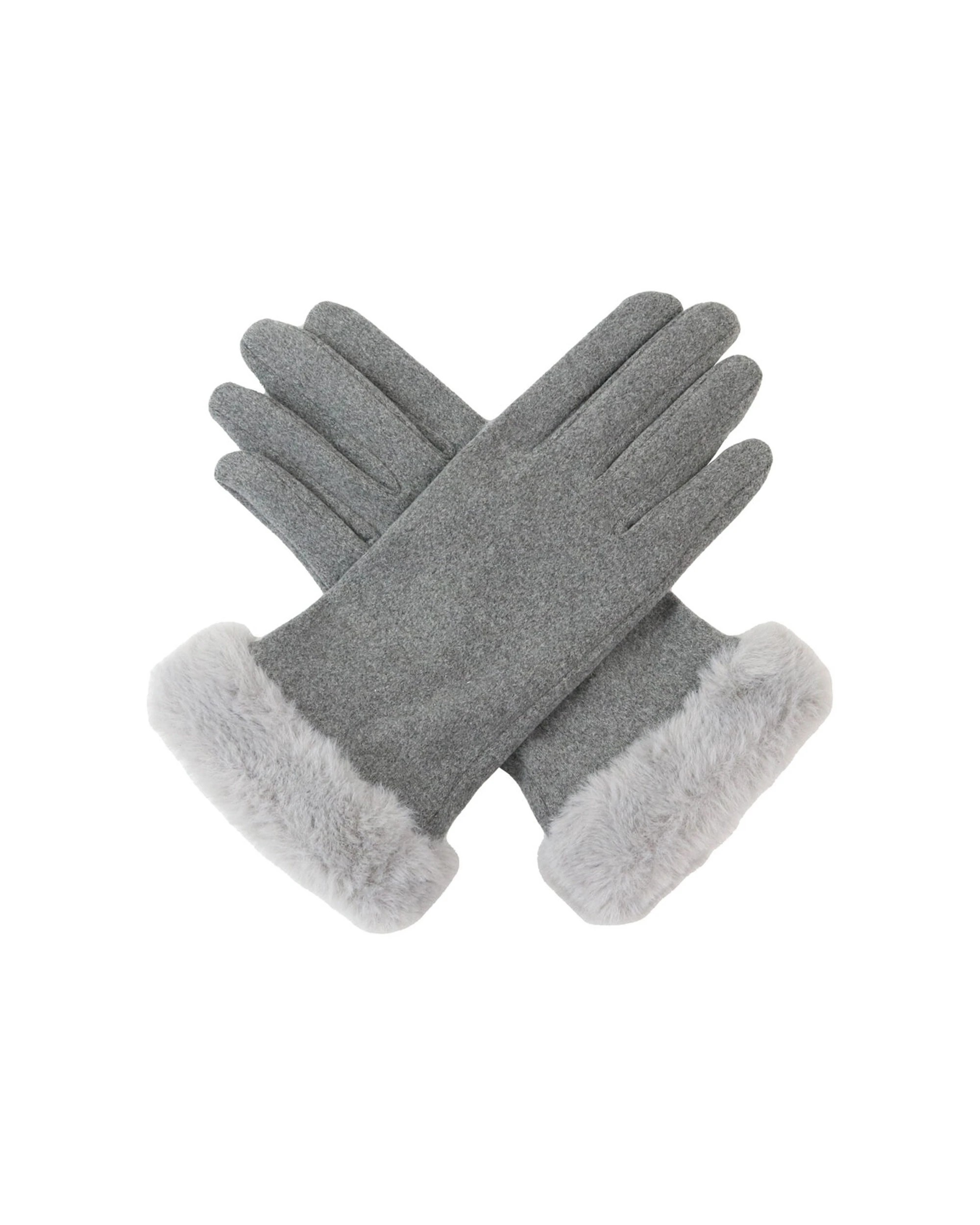 1 Wicked Sista Tia Faux Fur Cuff Gloves One Size - Grey, 1 of 1
