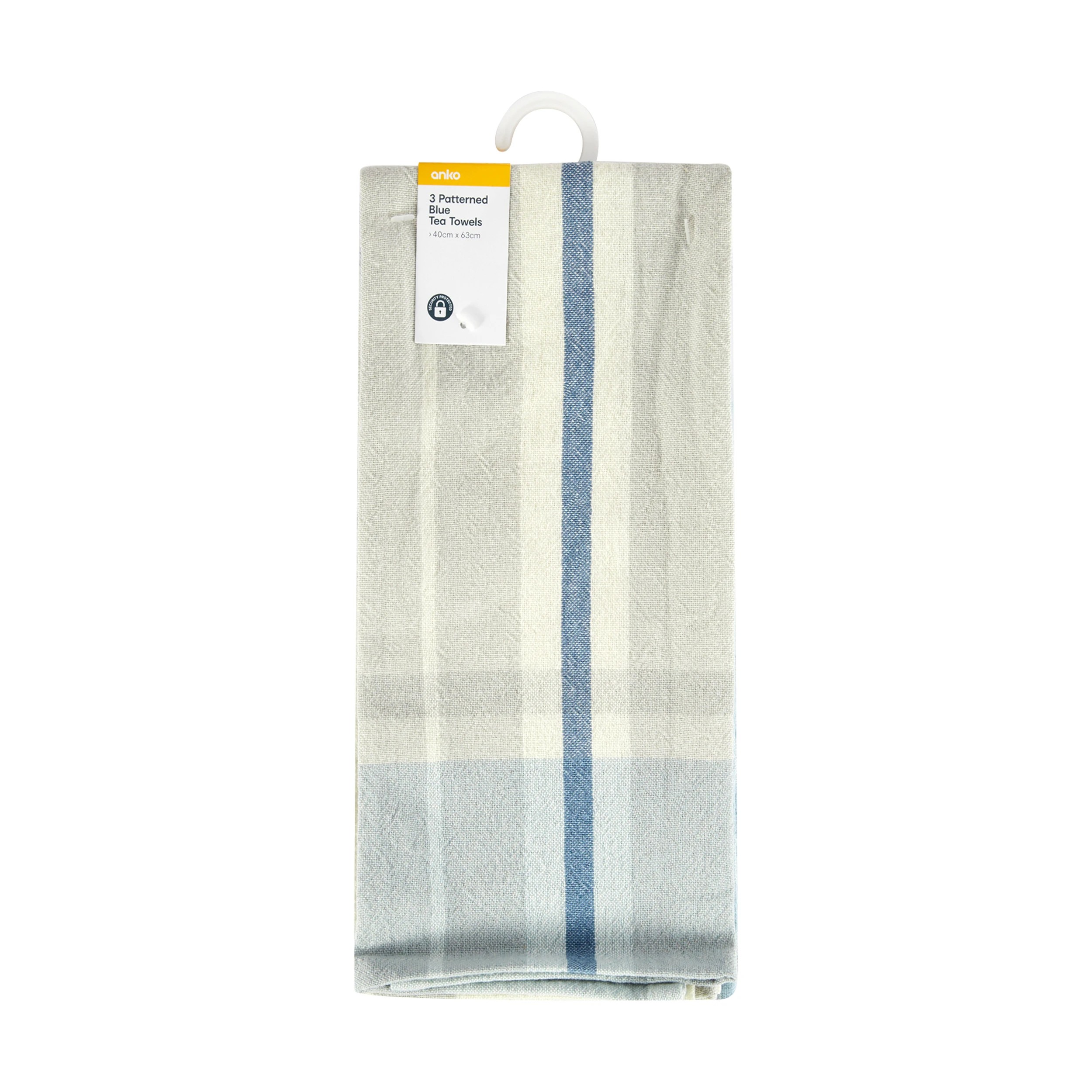 6 3 Pack Blue Patterned Tea Towels, 6 of 6