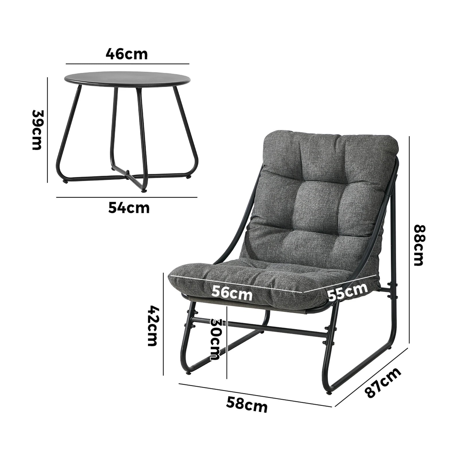 Livsip 3 Pieces Outdoor Patio Set Chair Table Lounge Setting Textilene ...