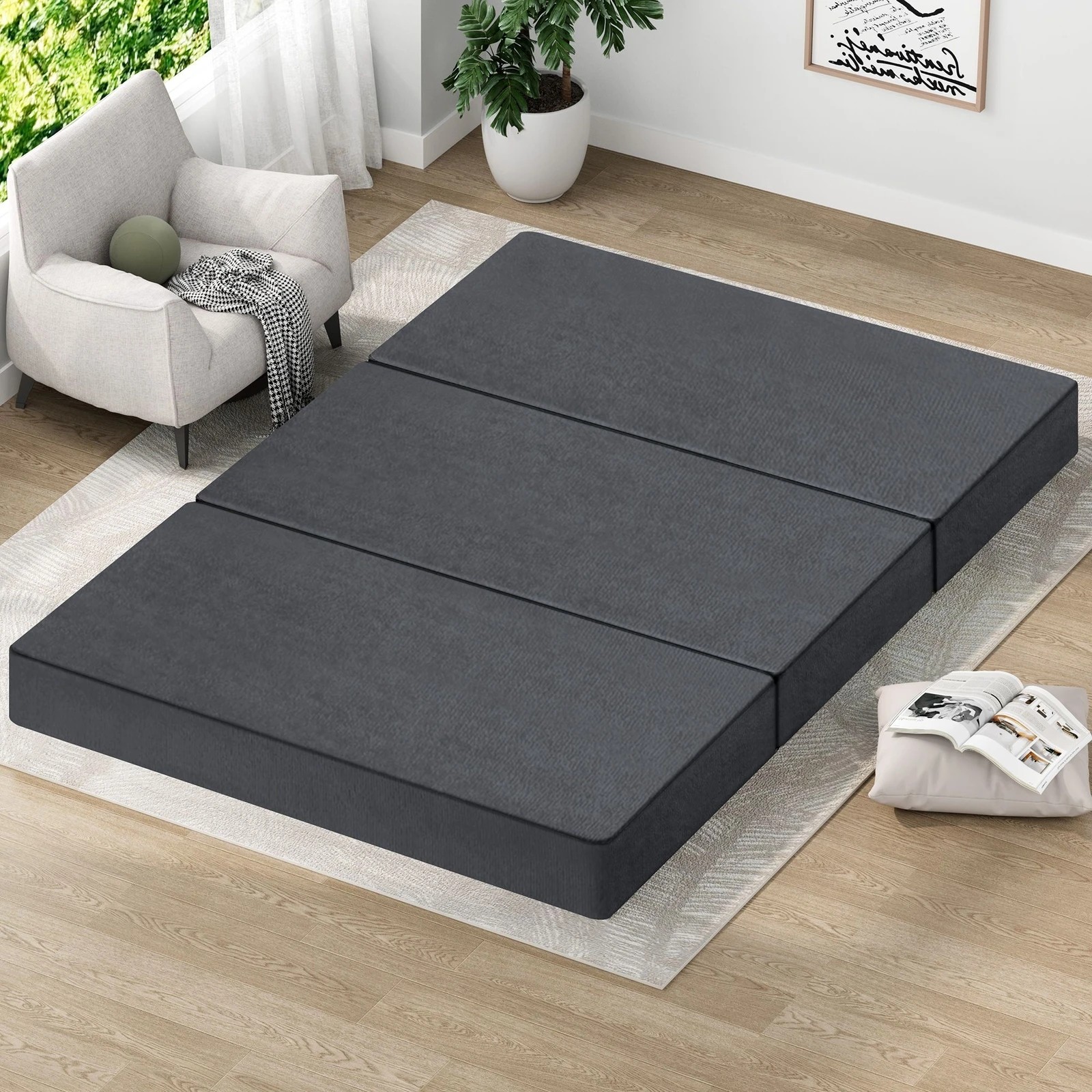 3 Starry Eucalypt Foldable Mattress Folding Foam Portable 130X190CM - Grey, 3 of 4