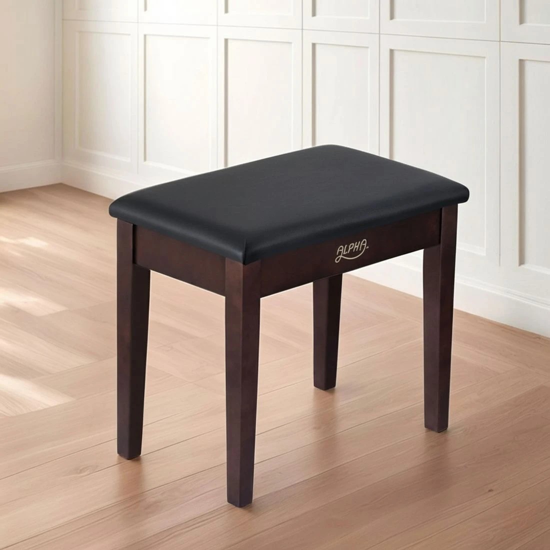 7 Alpha Piano Bench Stool with Storage Wooden PU Leather - Black, 7 of 7