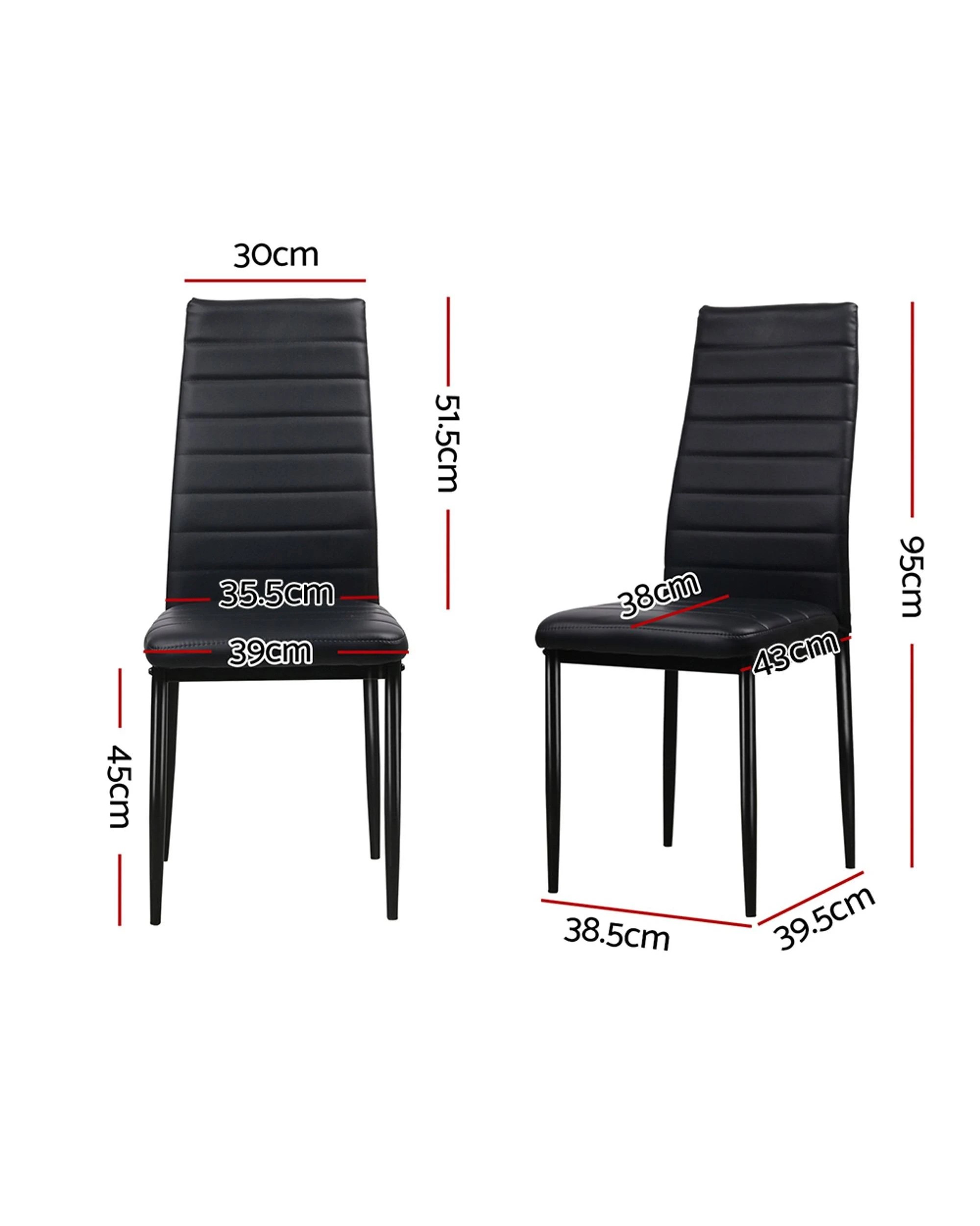 2 Artiss Dining Chairs Set Of 4 Leather Channel Tufted Black
 - Black, 2 of 3