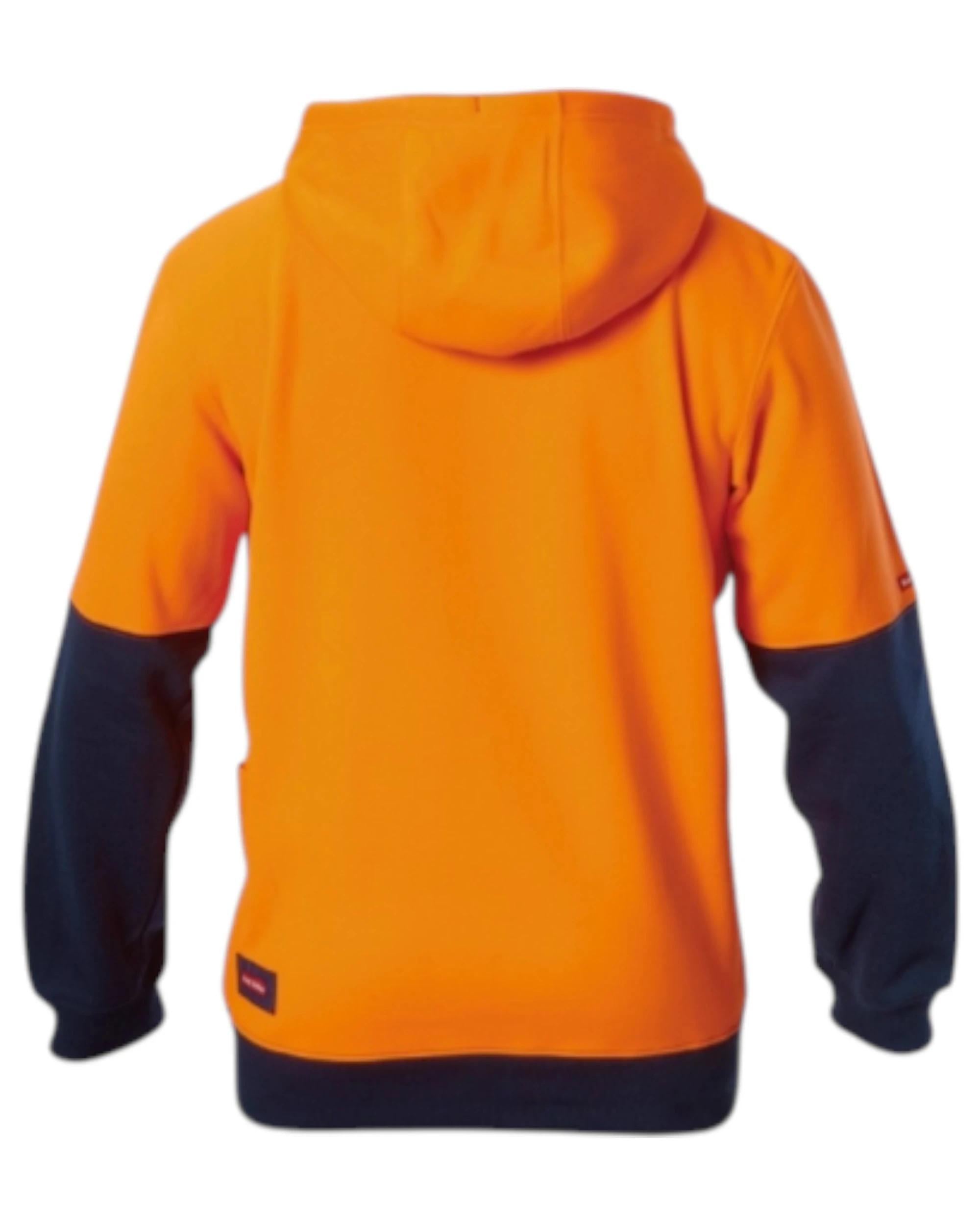 2 Hard Yakka Mens Hi Vis 2 Tone Fleece Hoodie ORANGE/NAVY, 2 of 5
