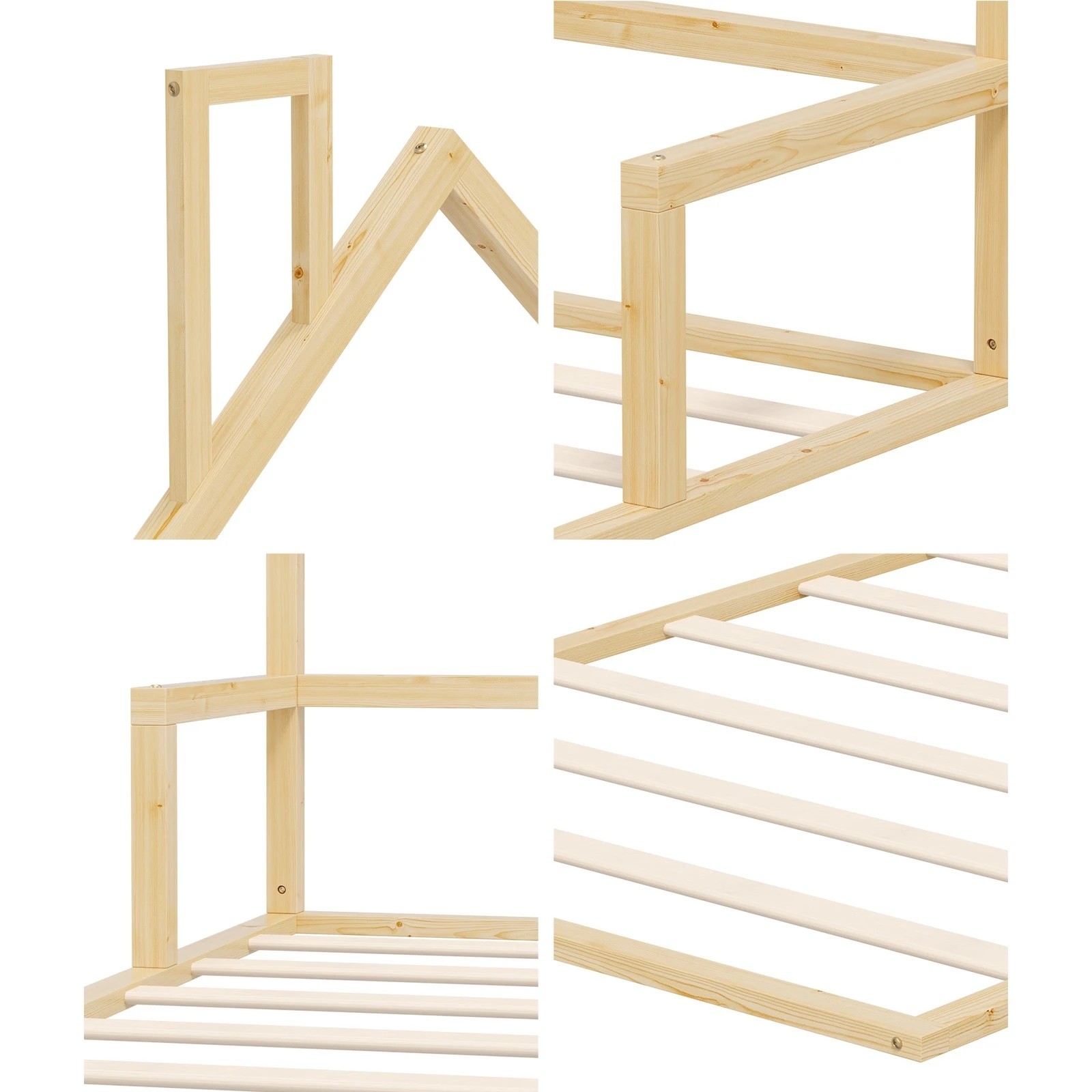 5 Oikiture Wooden Kids Bed Chimney Wooden King Single - Natural, 5 of 10