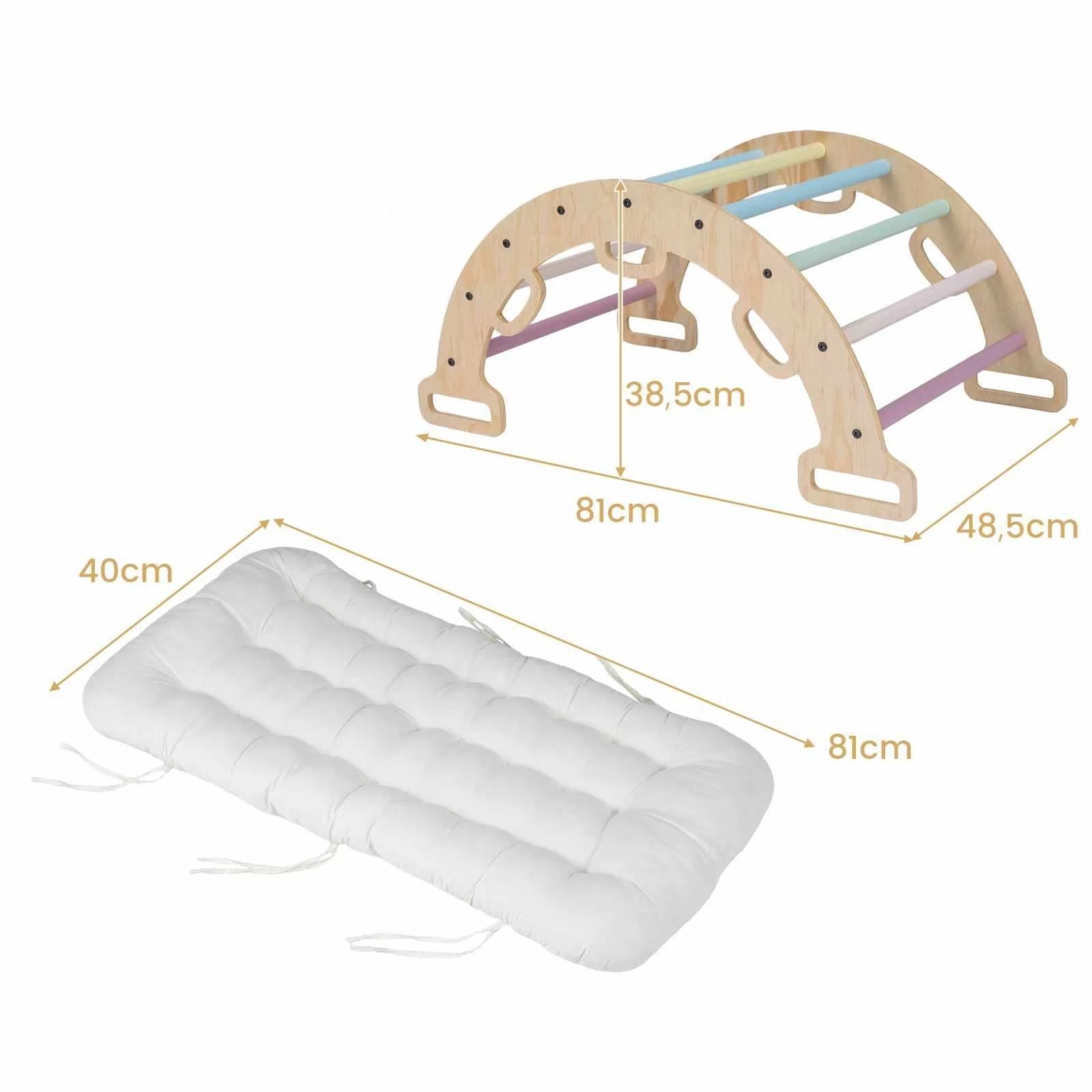 2 Costway Wood Rocking Climbing Arch w/Cushion 3in1 Montessori Climber Rocker - Multi, 2 of 2