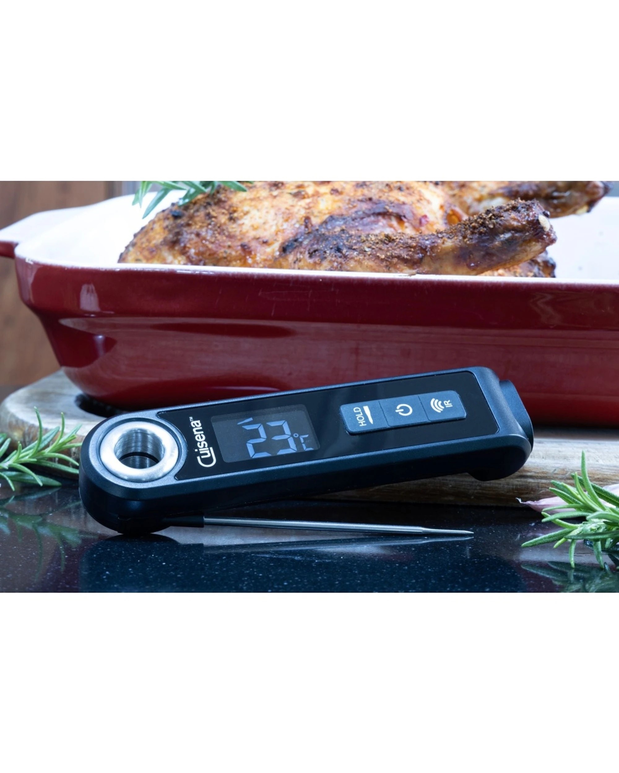 2 Cuisena Digital Thermometer With Built In Infrared Laser Pointer & Stainless Steel Probe - Black, 2 of 4