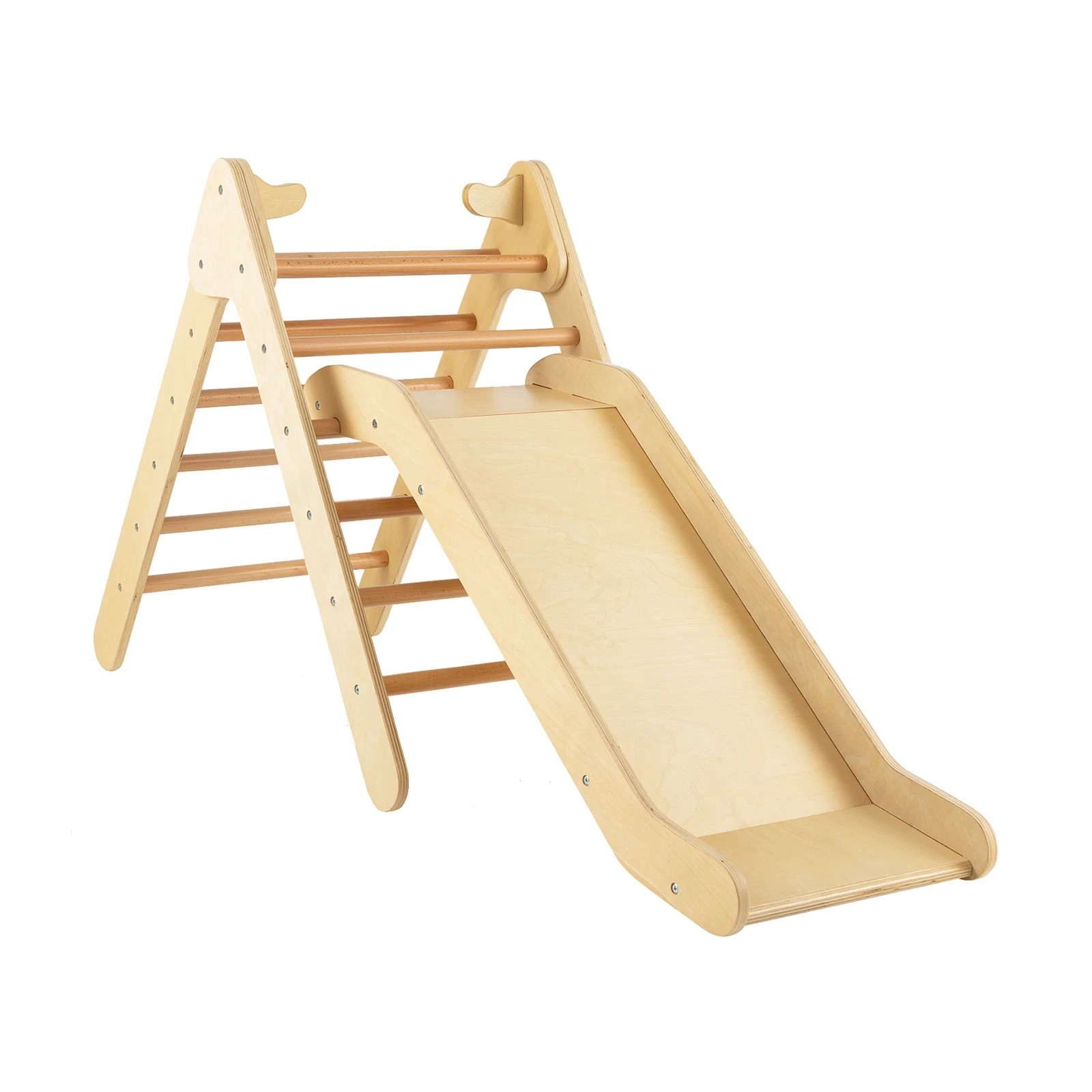 1 Costway Climb Playset 2in1 Wood Climbing Frame Slide Set - Natural, 1 of 1