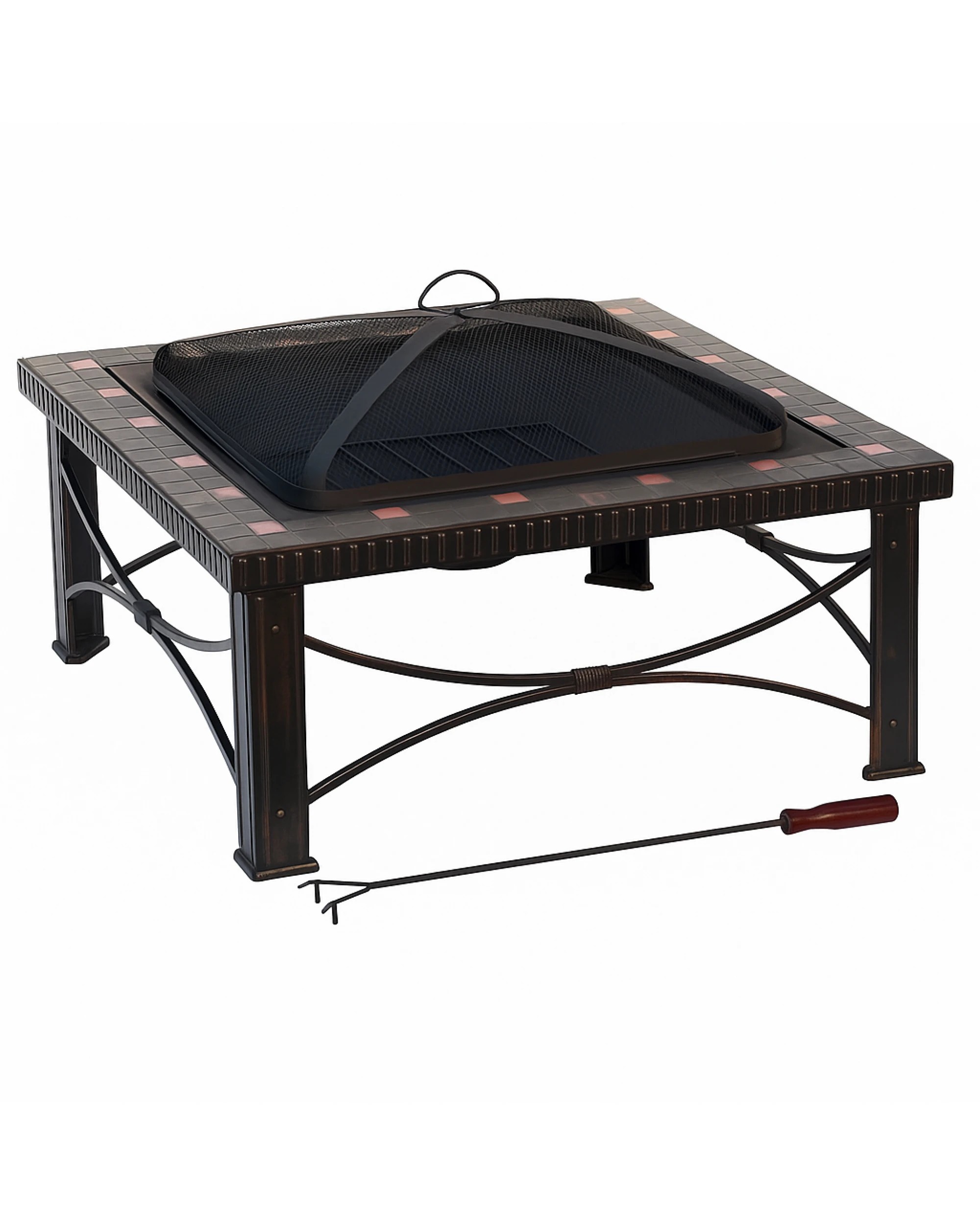 1 Br Home 30" Square Slate Tile Fire Pit Outdoor Patio Heater Fireplace, 1 of 6