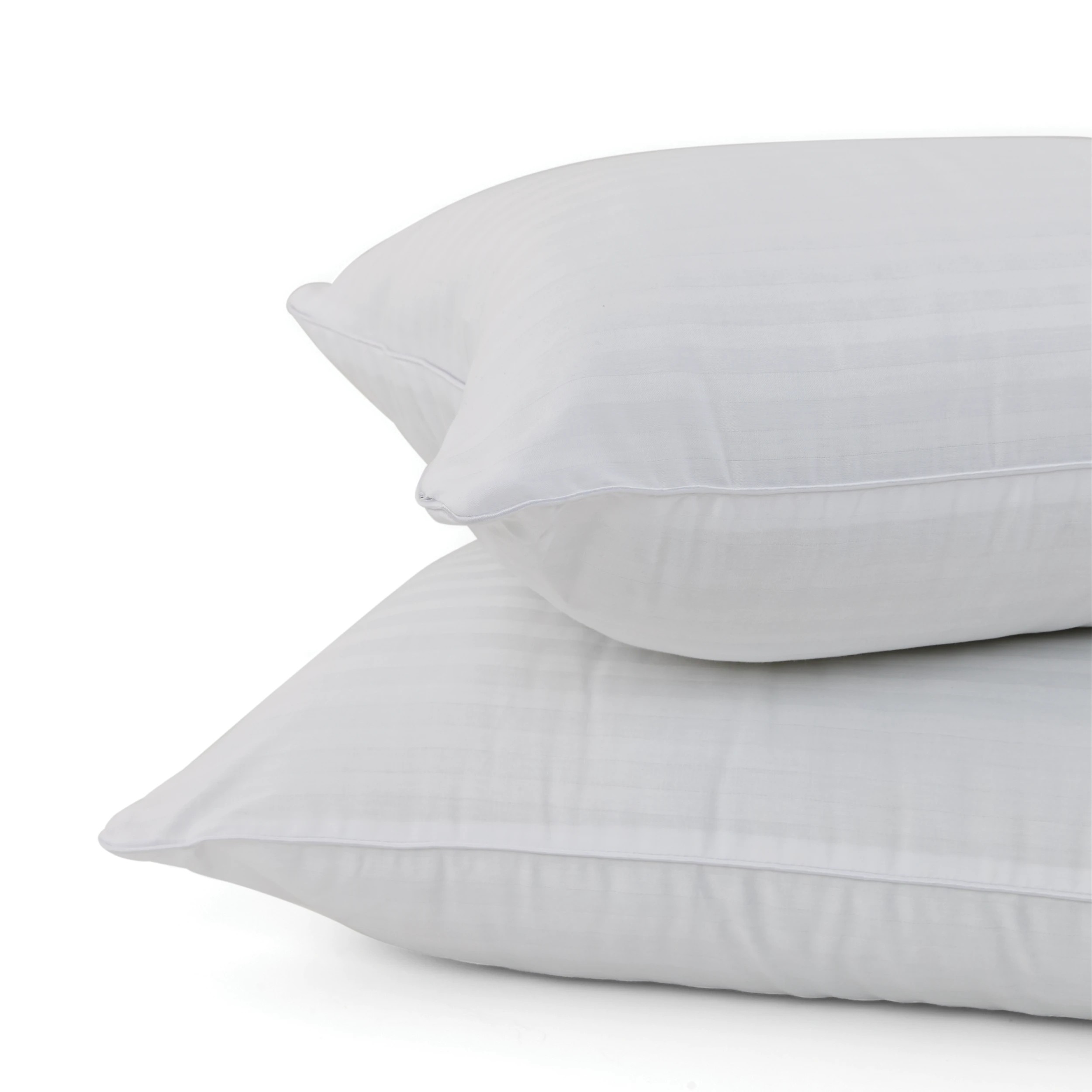 5 2 Pack Sateen Stripe Comfort Pillows - High Profile, White, 5 of 6