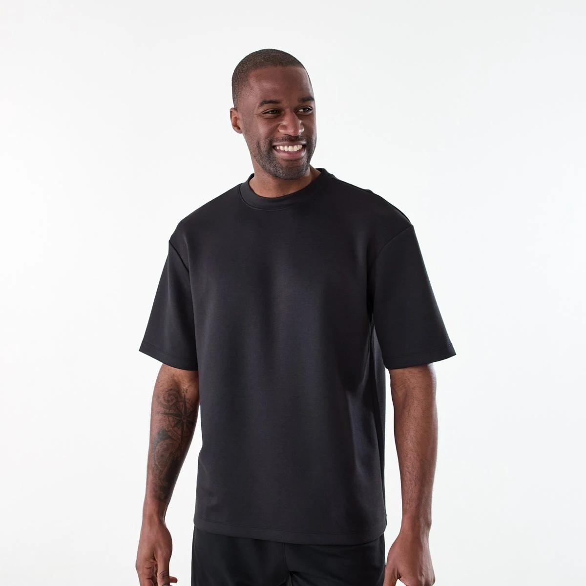 1 Active Mens Oversized Scuba T-shirt BLACK, 1 of 6