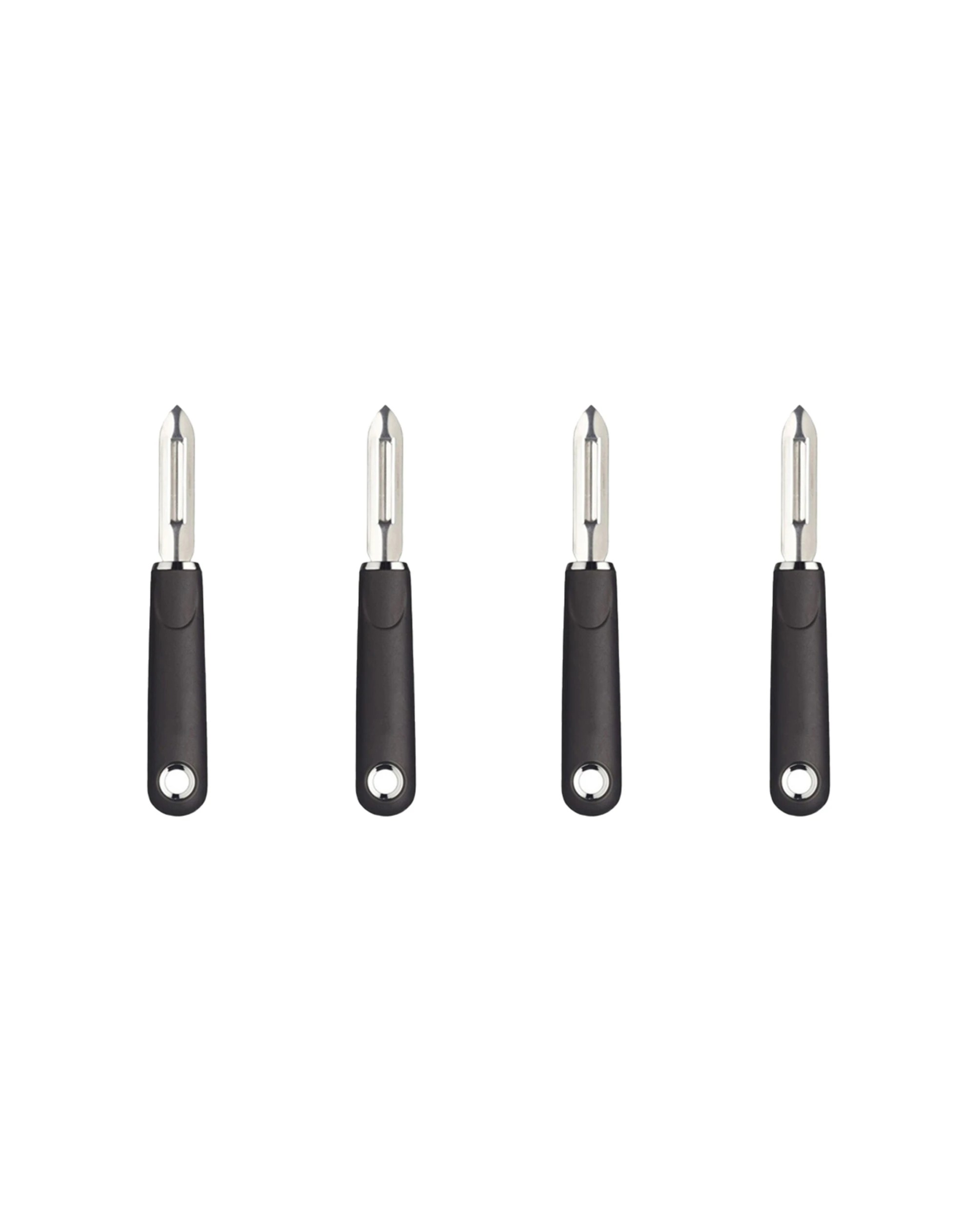 1 MasterCraft 4PK Soft Grip Stainless Steel Fixed Head Peeler With Thumb Holder - Black, 1 of 5