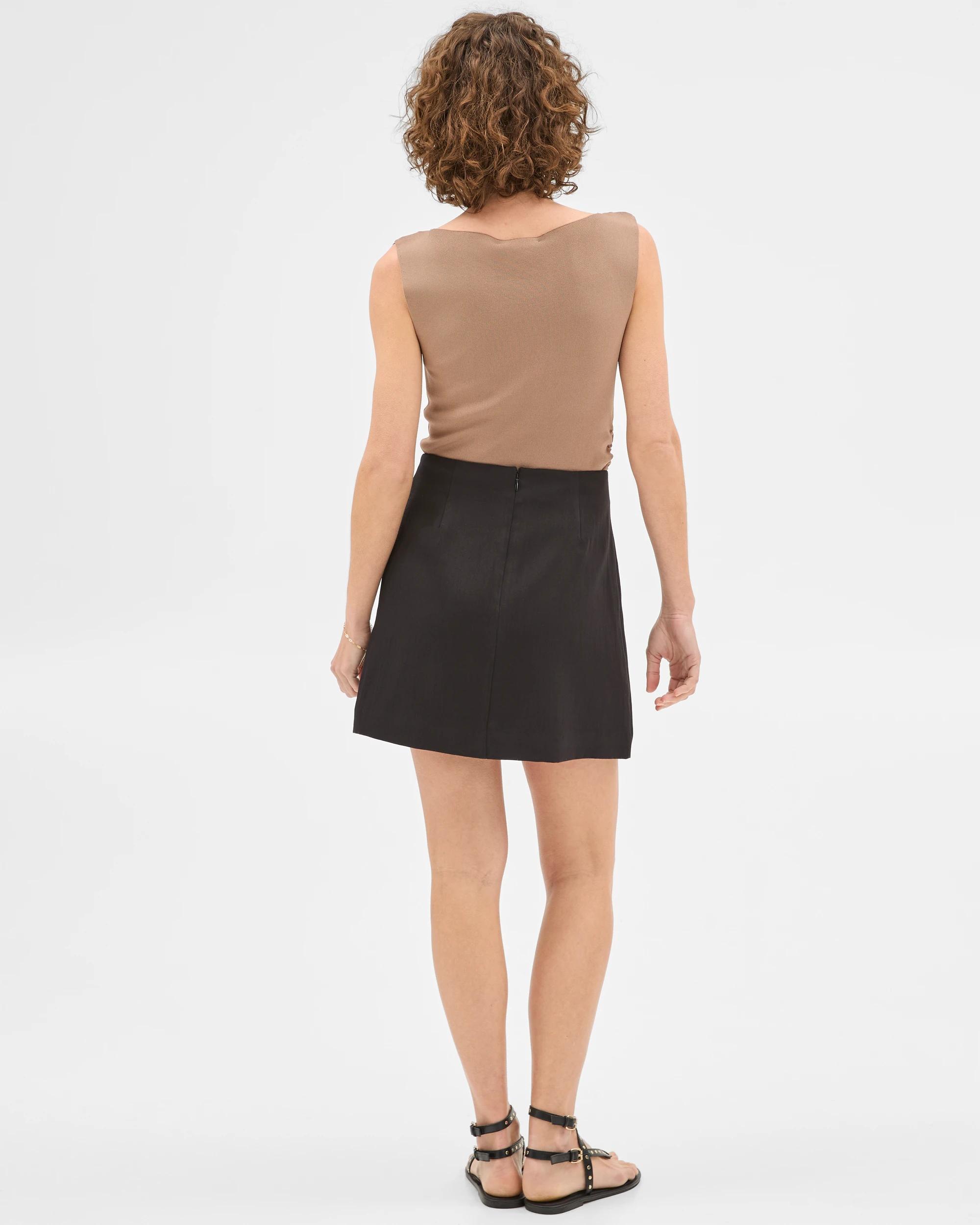 7 Summer Twill Seam Detail Mini Skirt - Preview BLACK, 7 of 7